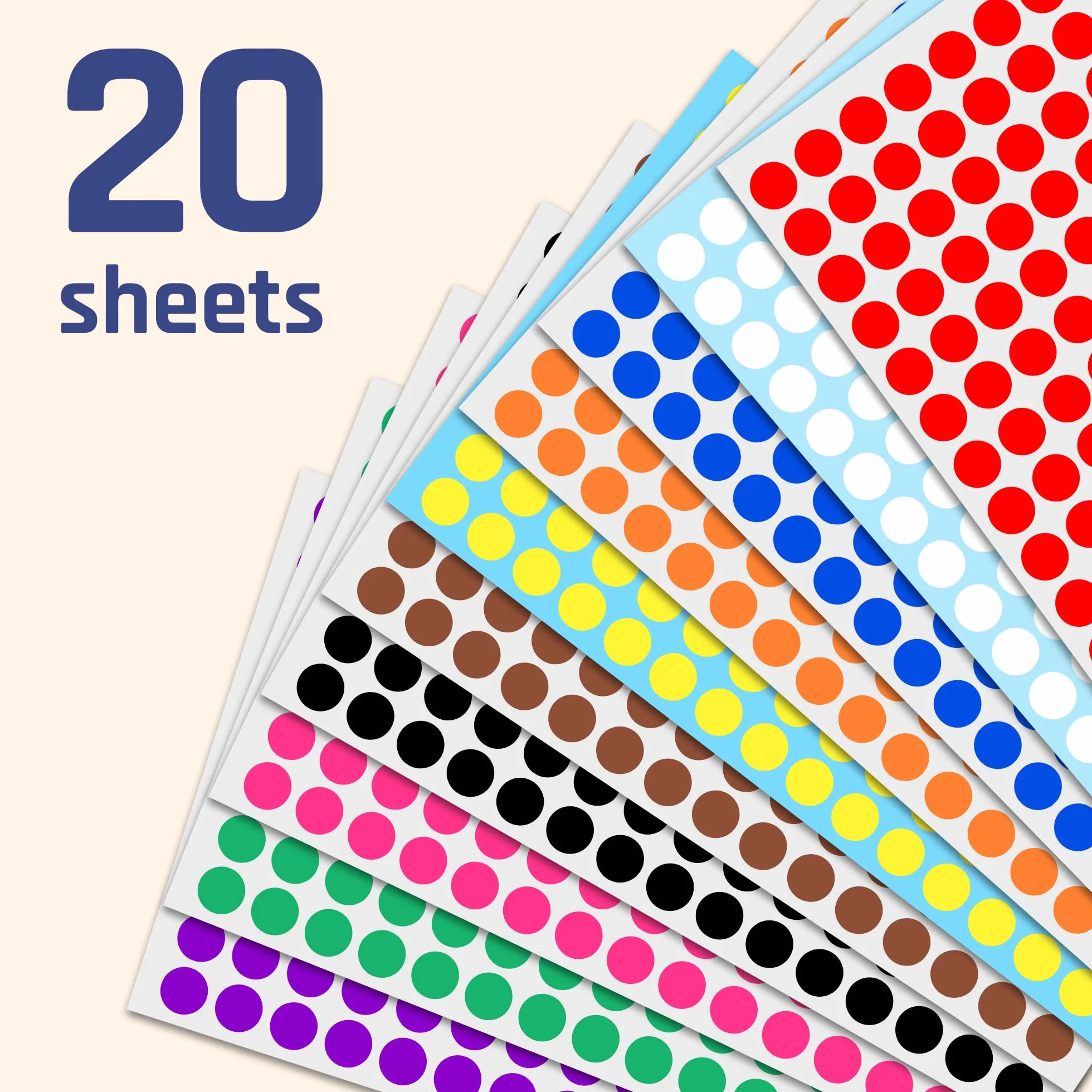 Gomets Colores Surtidos 10mm Pegatinas Redondo Adhesivos Pack 3000 10 Colores