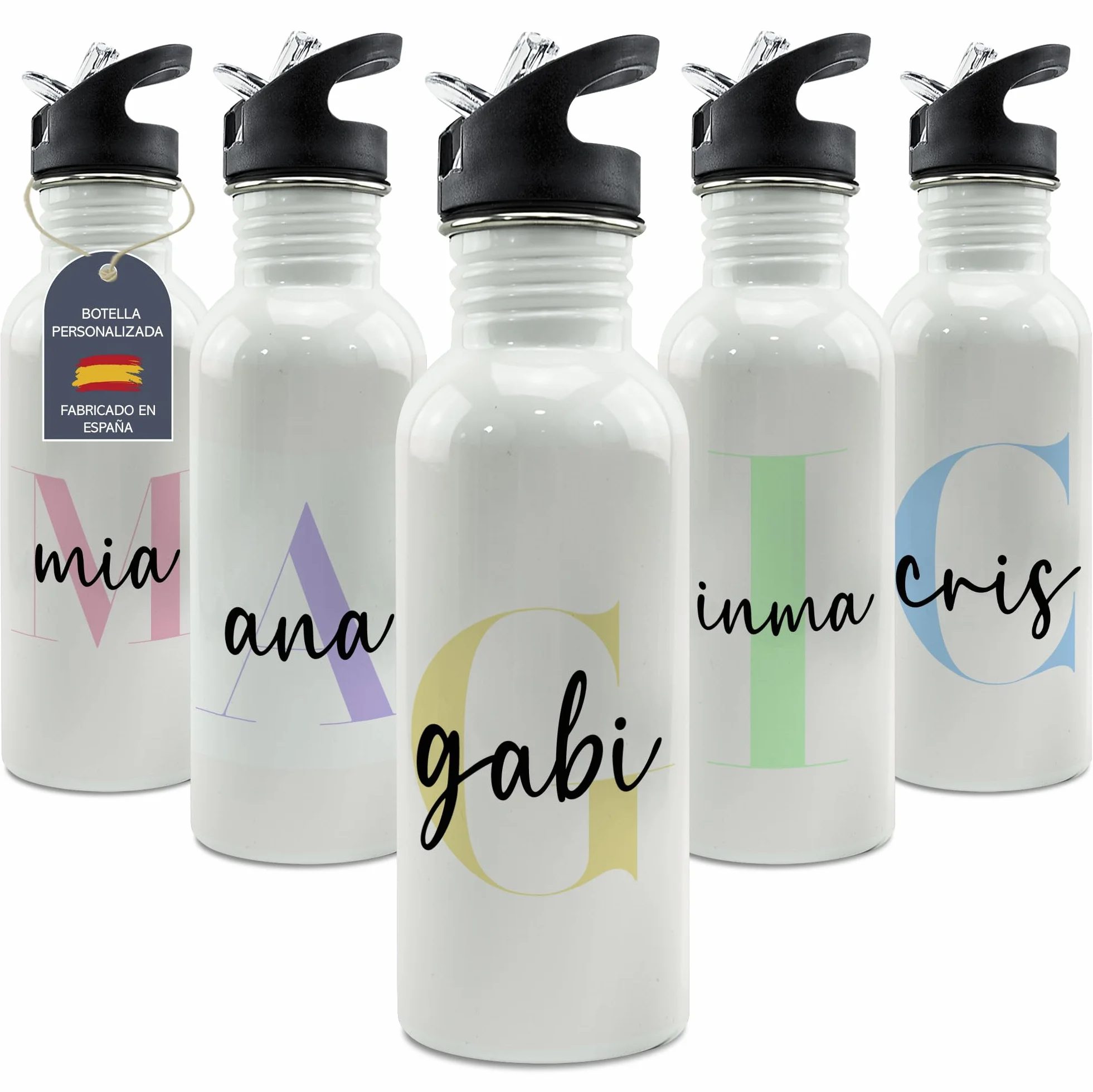 Botella Personalizada Agua Acero Inoxidable 600ml Gimnasio Regalo Mujer Hombre
