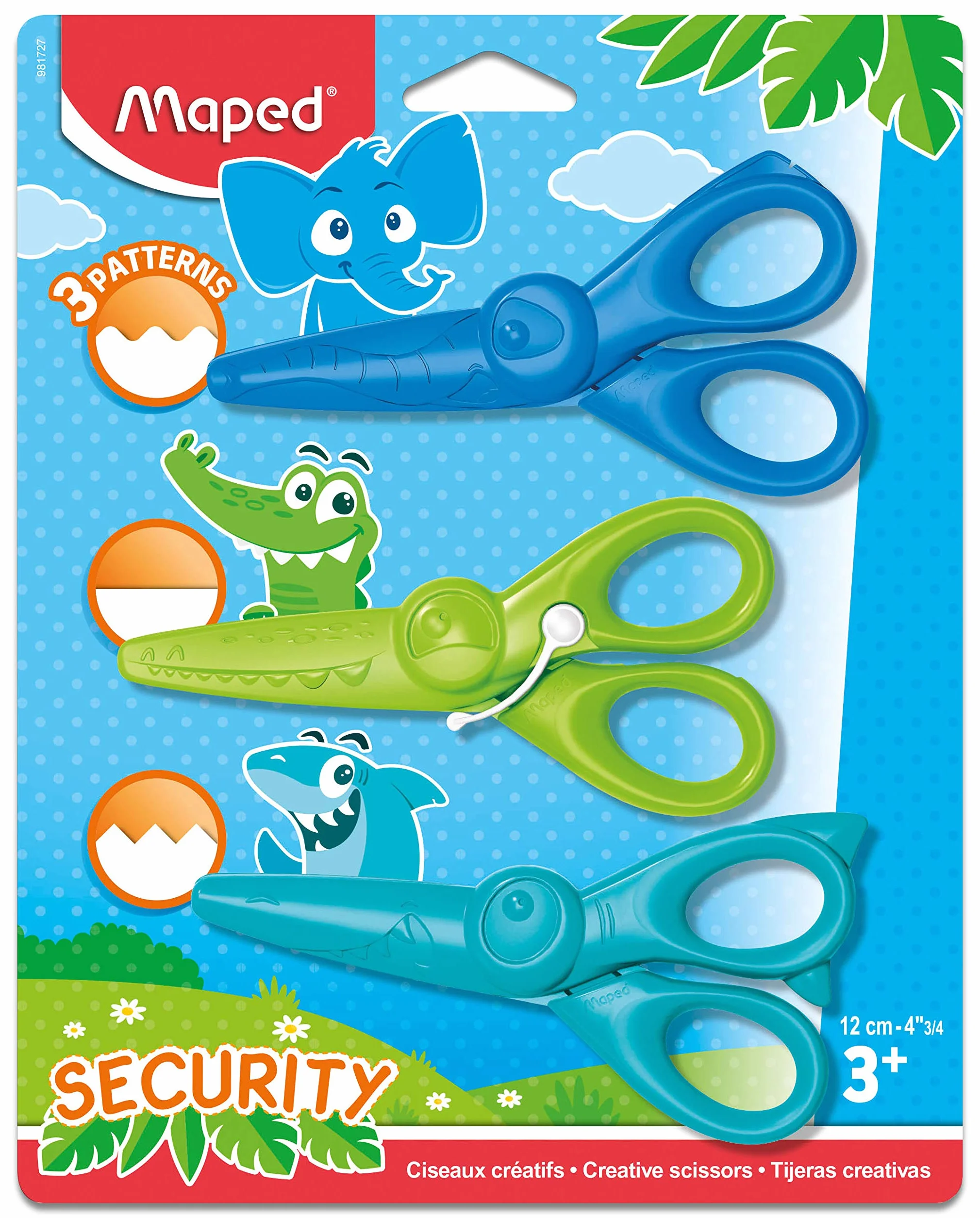 Maped - Tijeras para Niños - Set de Tijeras Infantiles Kidi Craft - Ideales para Aprender a Cortar - Cuchillas Seguras - 3 Diseños con Cortes Diferentes