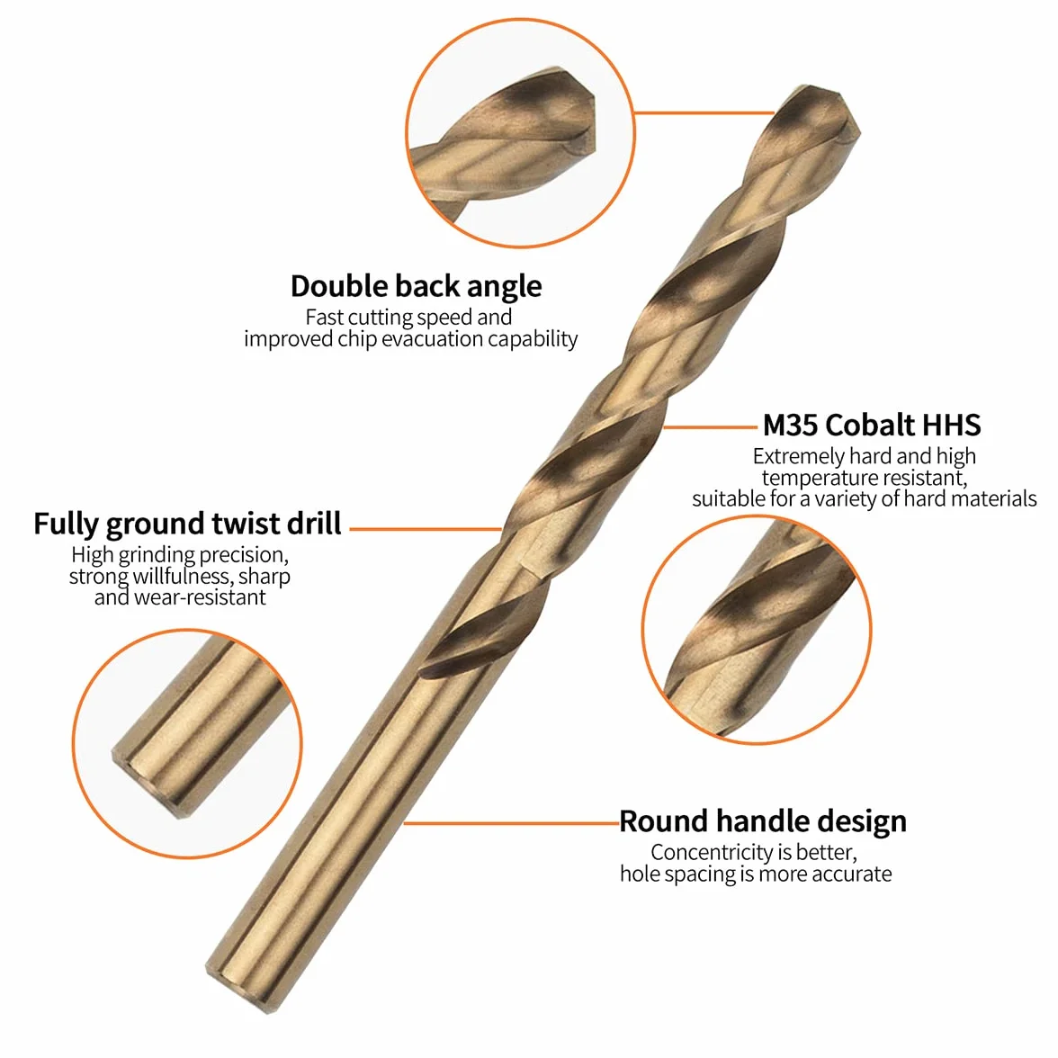 Brocas Helicoidales HSS-Co 3.0mm para Metal, Acero Inoxidable y Madera