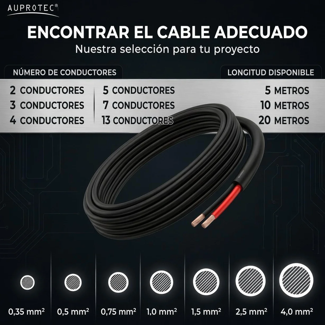 AUPROTEC 4.0mm² - 2 conductores, 10m cable eléctrico redondo I aislamiento de PVC de pared fina DIN ISO 6722 I FLRYY cable automotriz para coche, remolque y caravana