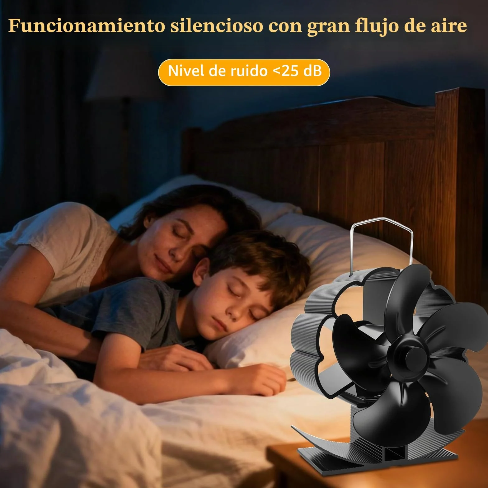5 PáGinas Ventilador de Chimenea, Ventilador para Estufa de Leña, Ventilador Chimenea Sin Electricidad Alimentado, Operación Silenciosa, para Estufas de Leña de Leña/Leña/Chimenea/Estufa