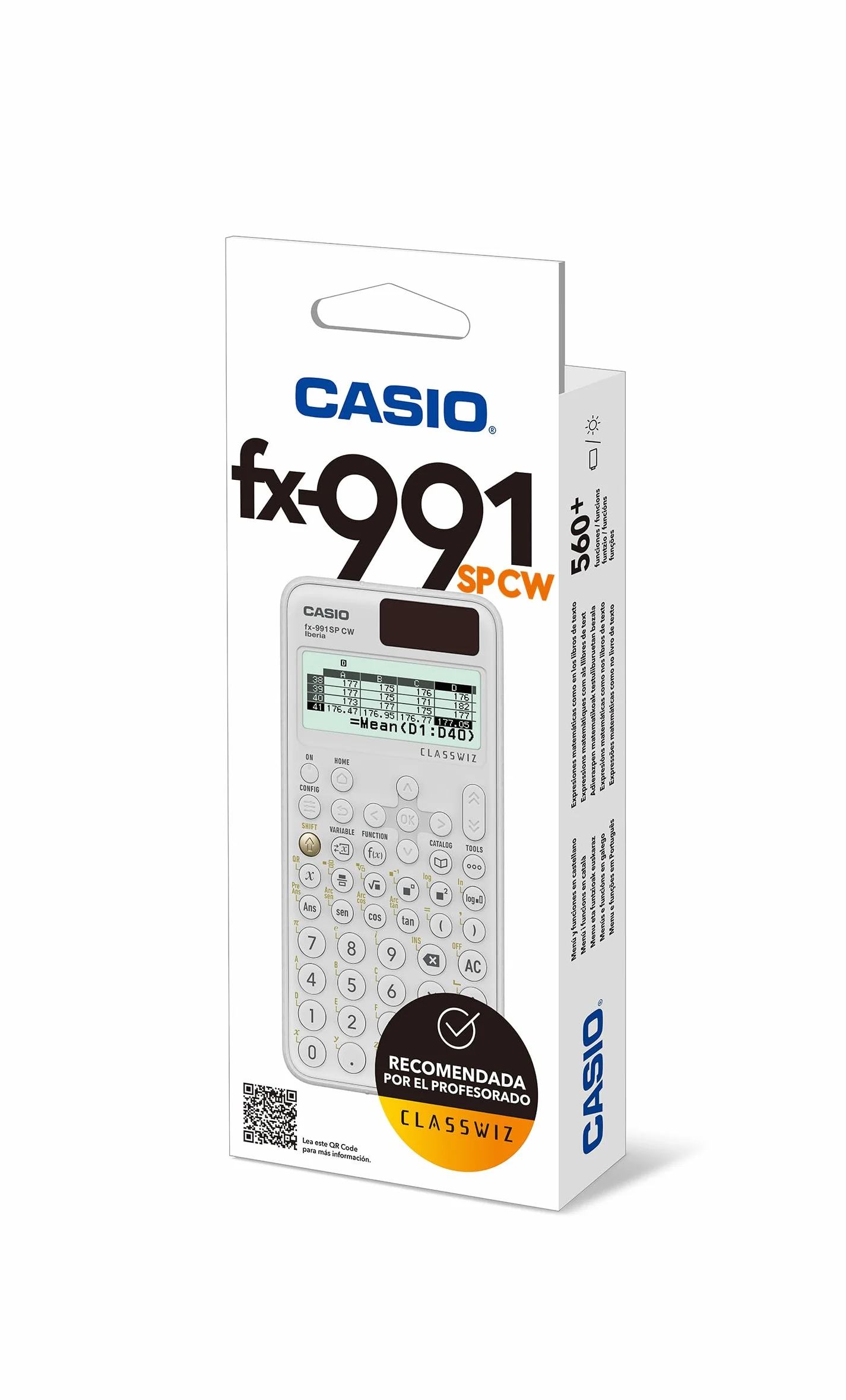Casio FX-991SP CW Calculadora Científica 560 Funciones Solar Blanco