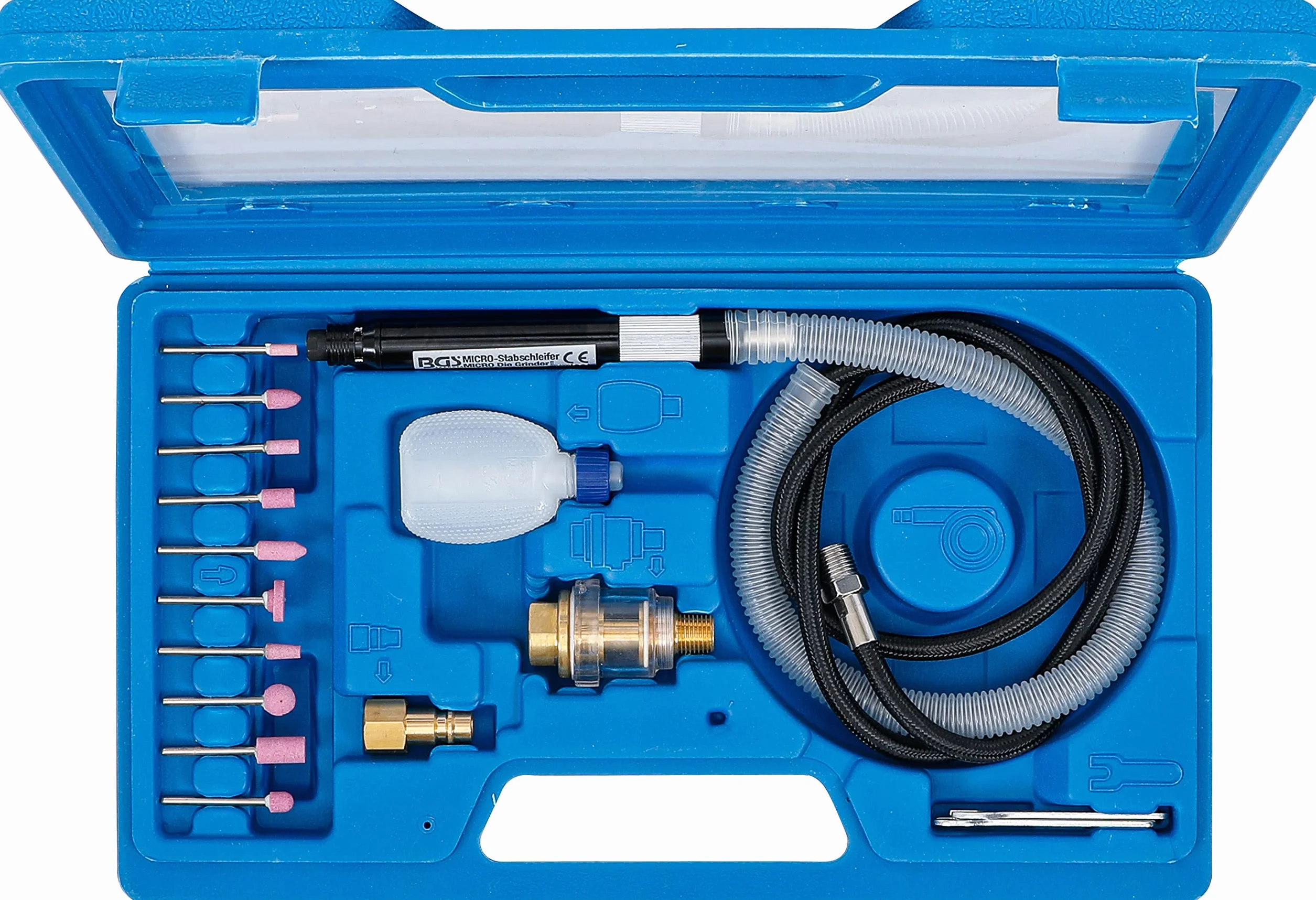 BGS 3249 | Juego de microamoladora neumática | 17 piezas