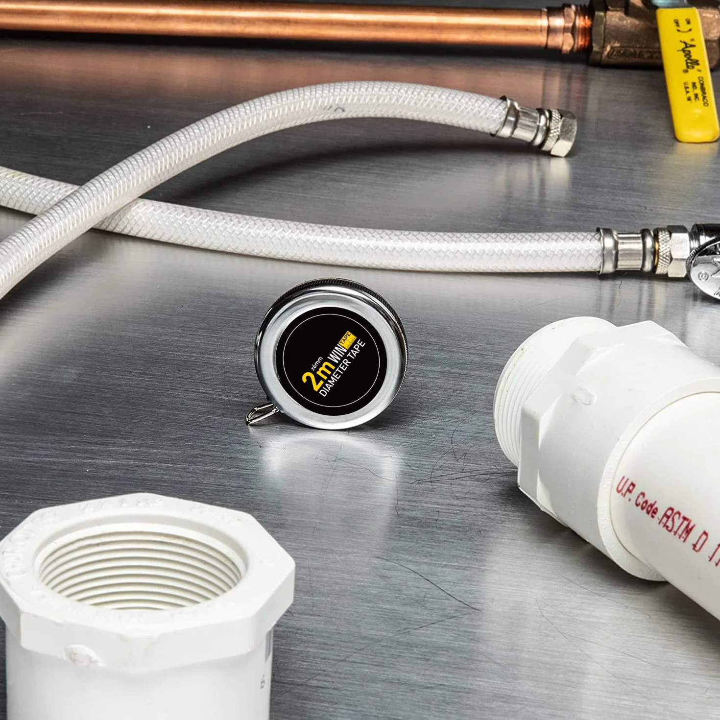 WINTAPE Cinta Métrica 2 m, Bobinado Automático, Medir Diámetro mm, Carcasa de Metal