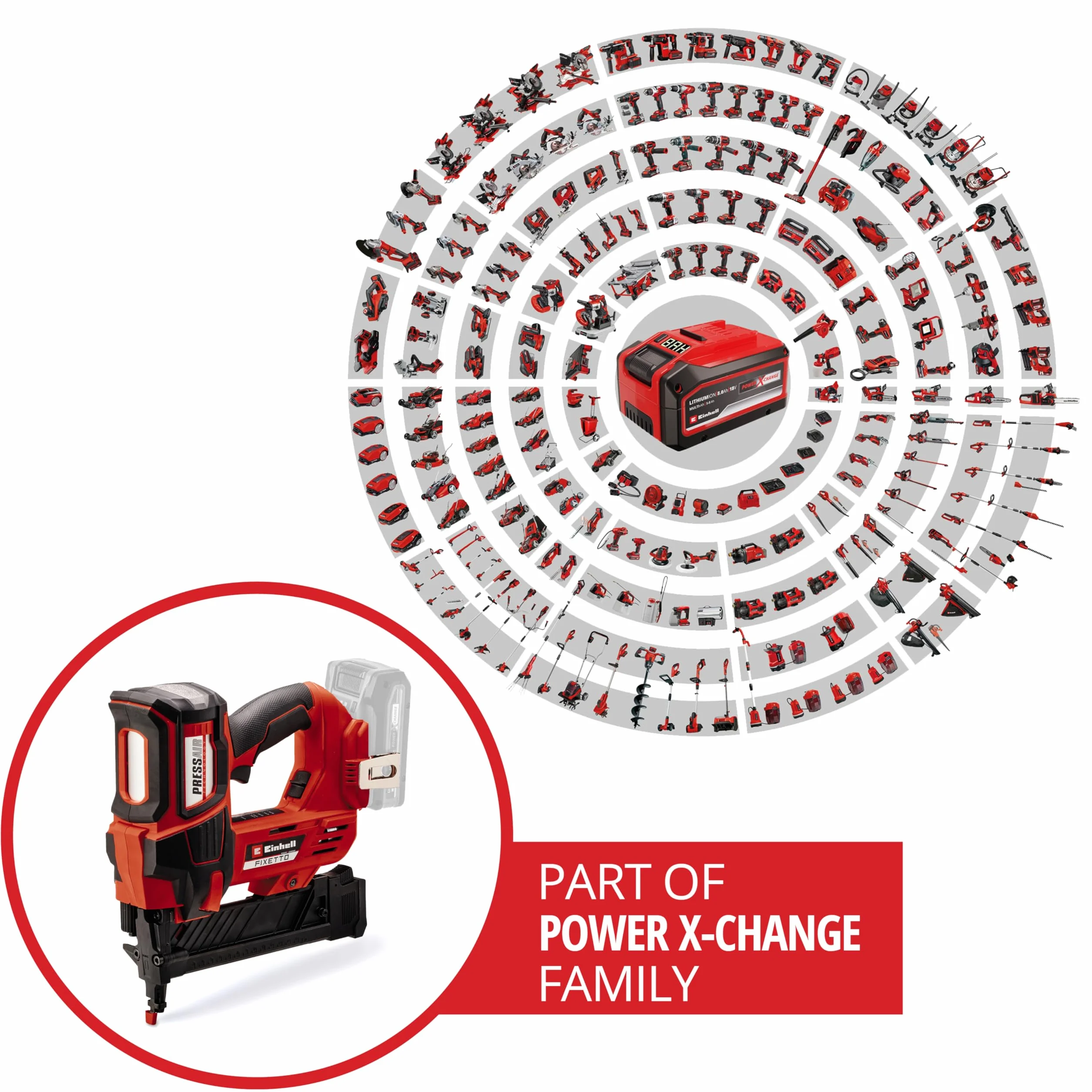 Einhell Professional clavadora con baterías FIXETTO 18/40 S Power X-Change (18 V, 60 tiros/min, máx. 40 mm de longitud de clavo, tiro individual / en serie, incl. 500 clavos, sin batería)