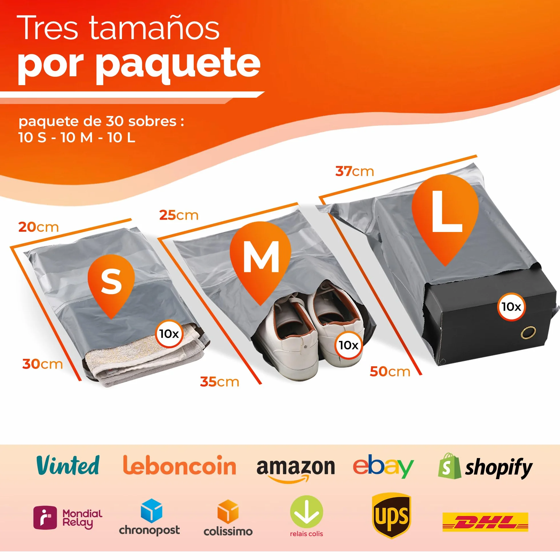 Bolsas Envio Vinted Pack de 30, Sobres Plástico Autoadhesivos Impermeables Polietileno