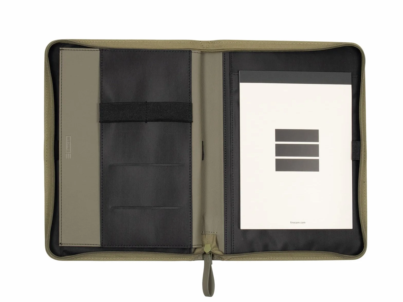 Portadocumentos A5 NOPAL Verde oliva Portafolio con Cremallera Bolsillo interior para tablet Carpeta de cuaderno de notas BIOMATERIAL BASE CACTUS