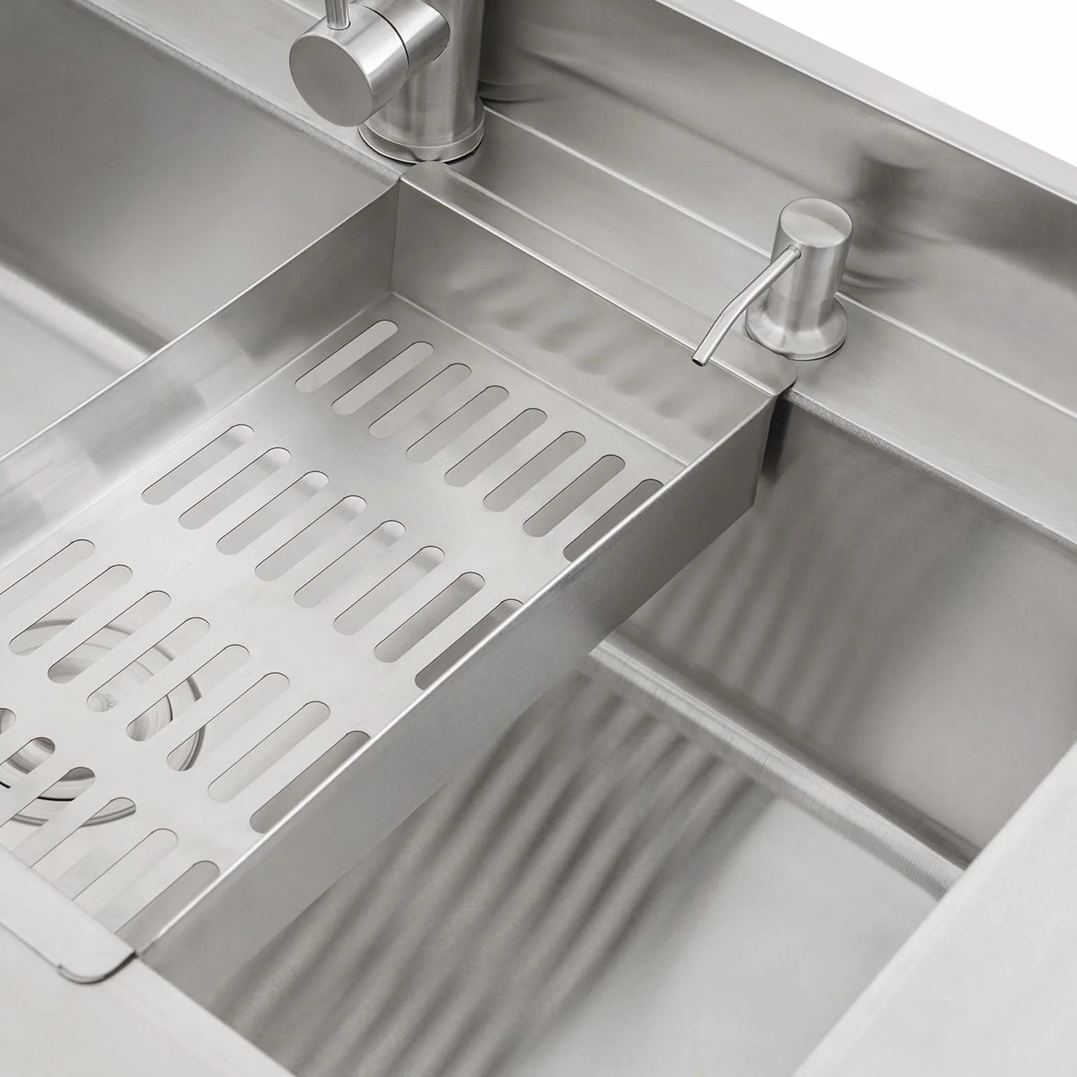 Fregadero de cocina de acero inoxidable independiente, 1 lavabo, fregadero de cocina comercial con grifo con mangueras de agua fría y caliente, fregadero para exteriores, para garaje, lavandería