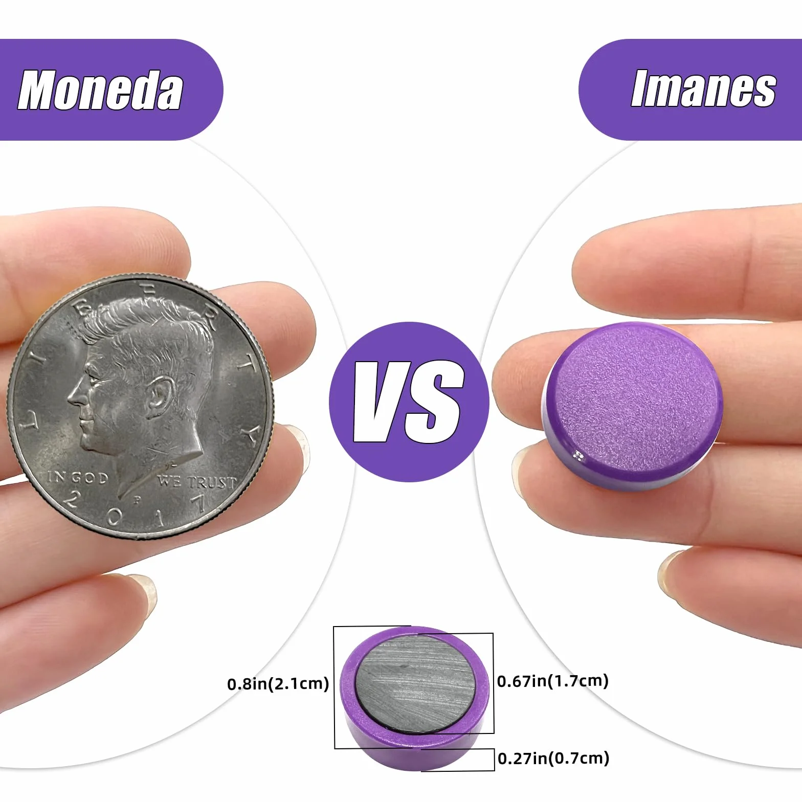 Qualsen Imanes Pizarra Magnética 20 Imanes Nevera Potentes 10 Colores
