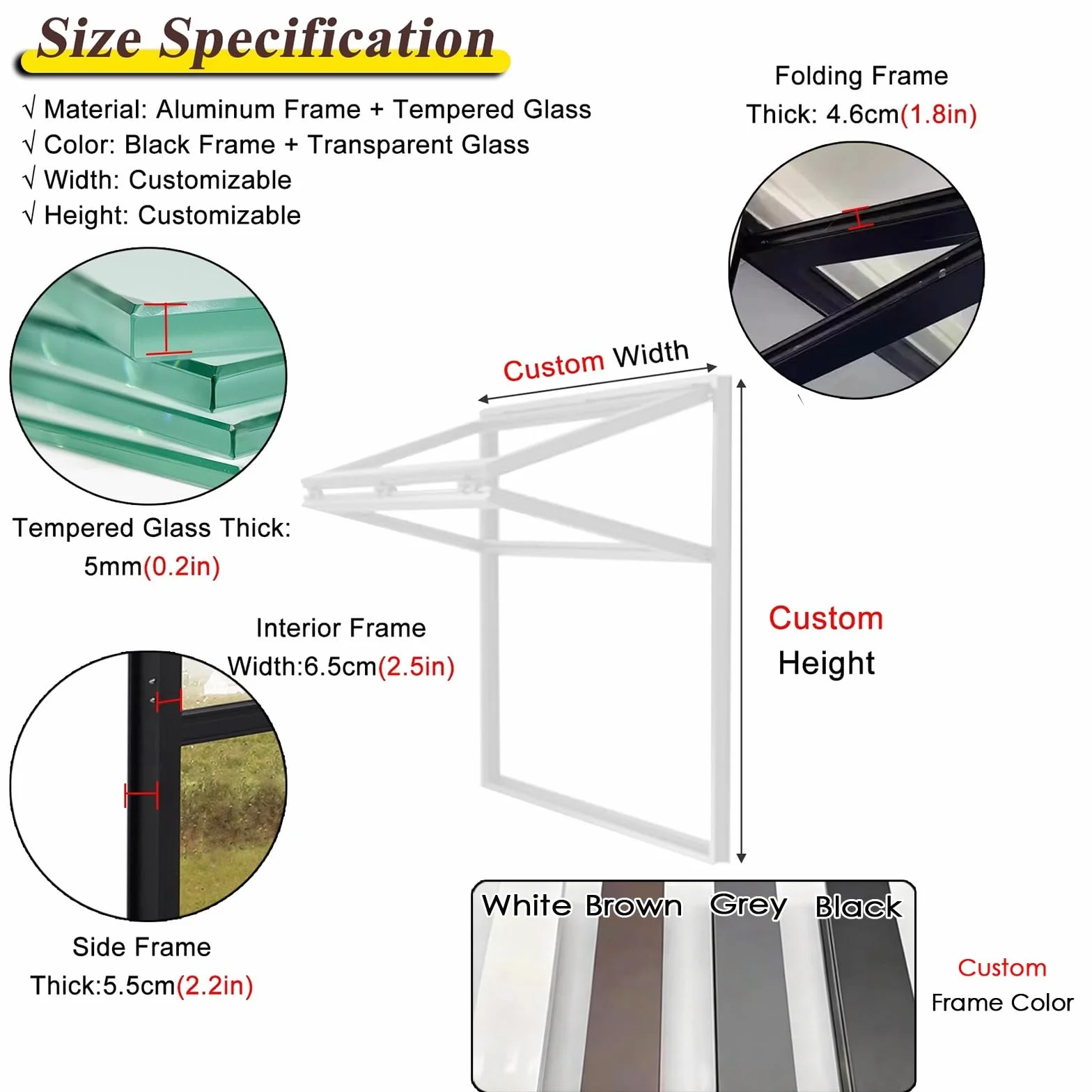 PEYNIR Ventana Ventanas correderas Ventanas Plegables corredizas para concesiones para cafeterías Snacks Tiendas de té con Leche, Personalizables Ventana de Servicio(W36xH32in/91x81cm)