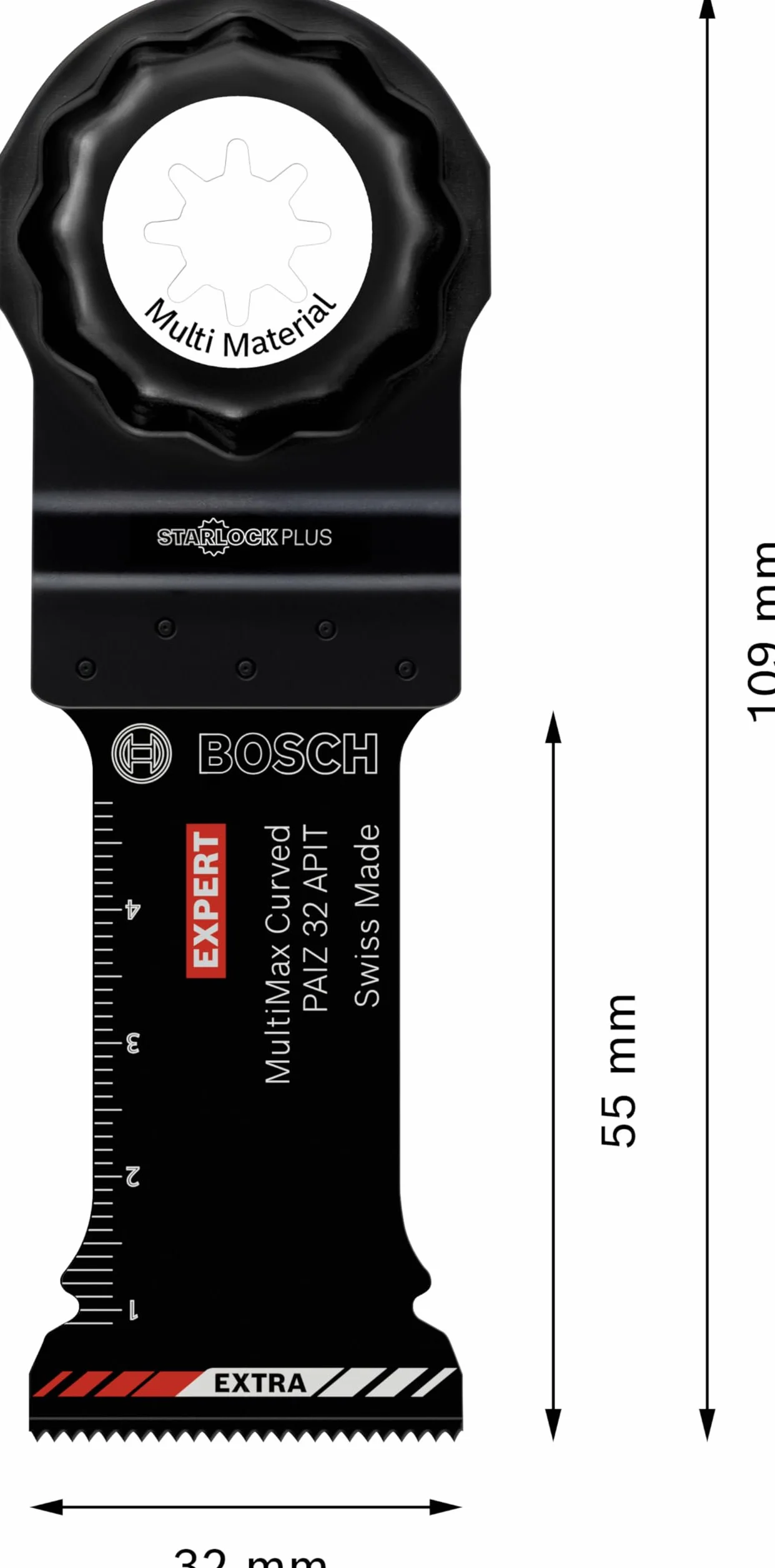 Bosch 1x Hoja de corte de inmersión EXPERT PAIZ 32 APIT MultiMax (para Láminas de acero inoxidable, Plásticos con fibra GFK, CFK, Anchura mm, Professional Accesorios Multiherramienta)