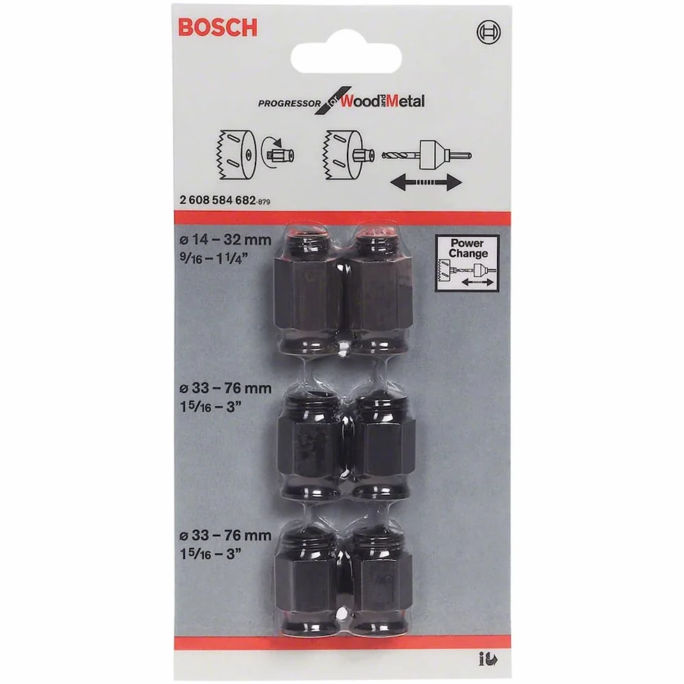 Bosch Professional Set de 6 Set Adaptadores de Transición (2 adaptadores de Ø 14-30 mm, 4 adaptadores de Ø 32-210 mm, Accesorios Sierra de Corona)