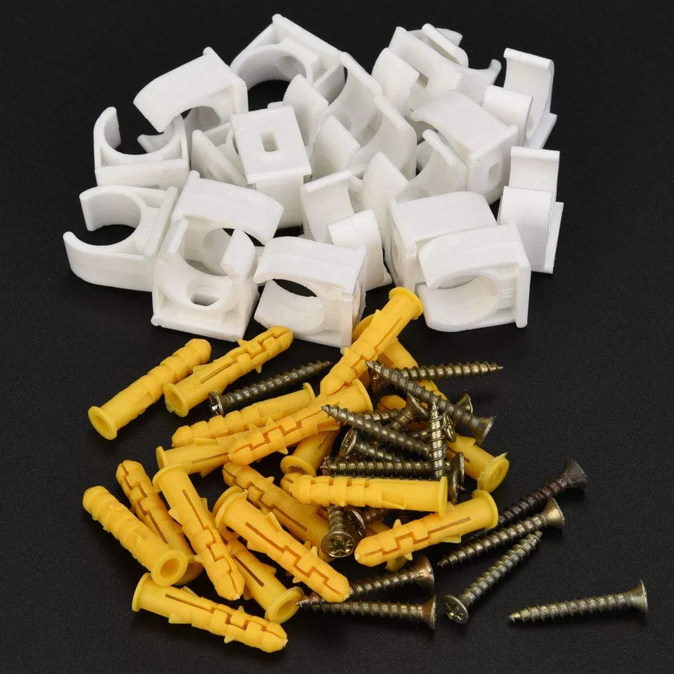 abrazadera pared tubos con tornillo + Abrazadera de un tubo, Akozon Abrazadera de tubo en forma de U Clips fijos para tubería de agua con tornillos 20 piezas(16mm)