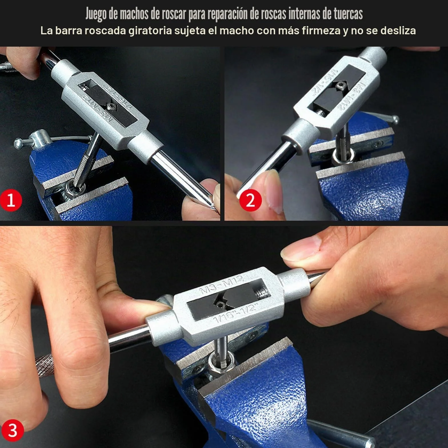 110 Piezas Juego de Machos y Terrajas M2-M18 Terrajas y Machos de Roscar Métricos Juego de Herramientas para Roscar con Llaves para Cortar Roscas