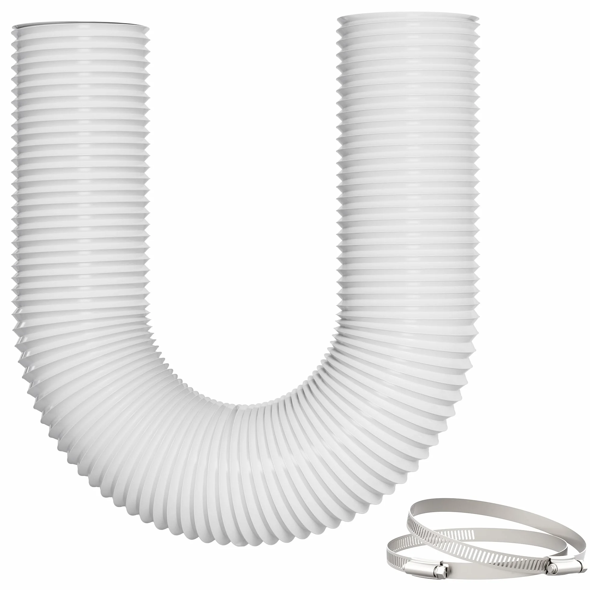 Tubo Ventilación 100mm 2,5m Blanco, Tubo Flexible 5 Capas Aislado, Silencioso, con Abrazaderas, para Aire Acondicionado Portátil, Secadora y Ventilación