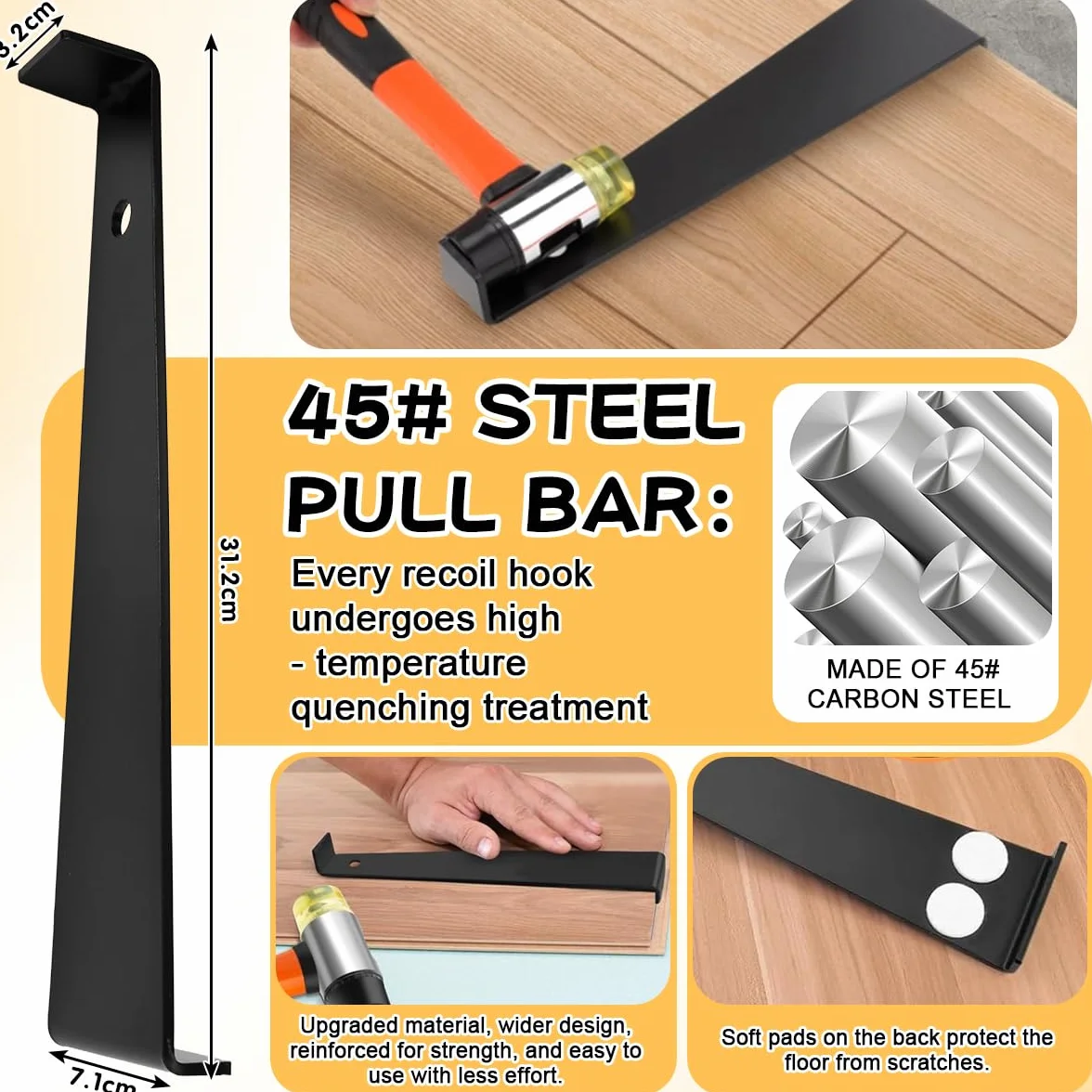 Kit de Instalación de Suelo Laminado - 43 PCS Herramientas para Suelo Laminado Incluye Martillo de Goma, Palanca de Extracción y Cuñas Separadoras - Kit Instalacion paraSuelo Vinilico Click