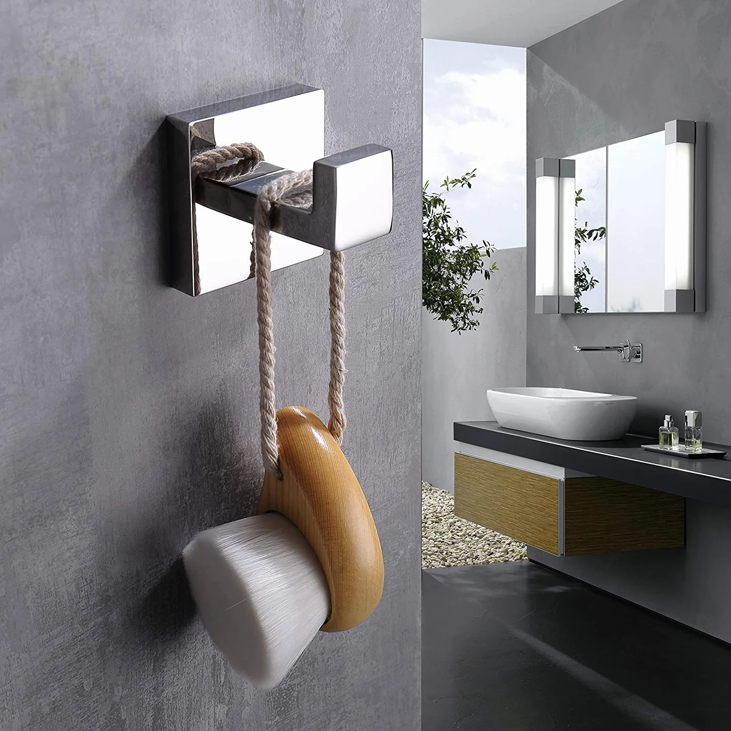 YUET 2 Piezas Gancho Toalla Soporte Pared Acero Inoxidable 304 Toallas de Baño Colgador Montado en la Pared Cocina Percheros Toalleros Garaje (Cromo)