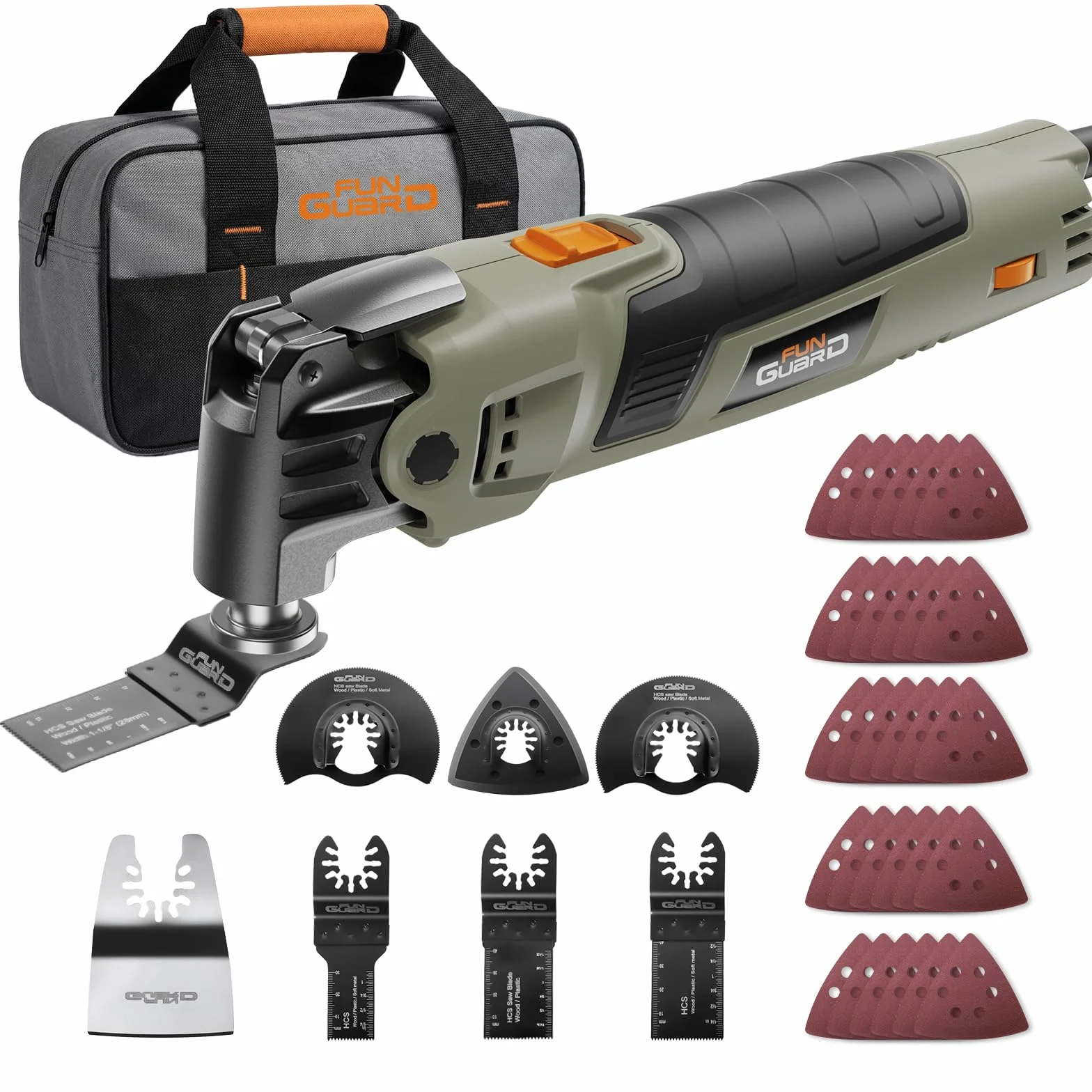 Multiherramienta Oscilante 400W,6 Velocidades,38 Accesorios | Herramientas Oscilantes, 15000-22000RPM, Ángulo de Oscilación 4.5°, para Cortar, Lijar, Raspar, Serrar