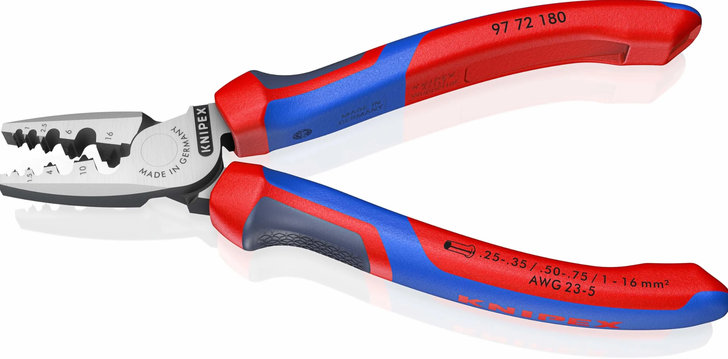 KNIPEX Crimpadora para punteras huecas con mangos confort 180 mm, 97 72 180