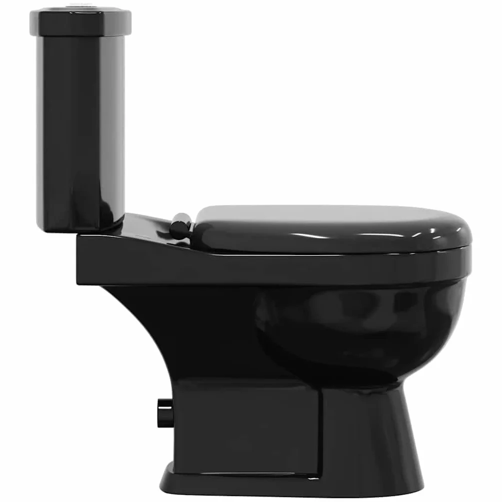vidaXL Inodoro de Suelo con Cisterna 1 Pieza Cerámico Negro Váter WC Retrete