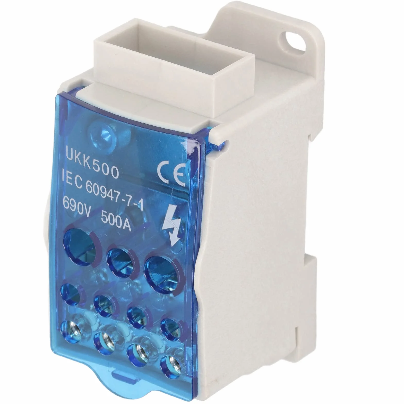 Tyenaza Caja de distribución de terminales, Caja de distribución de bloques UKK-500A, Caja de conexiones de alimentación de bloque de terminales de carril DIN de 35 mm CA 690 V