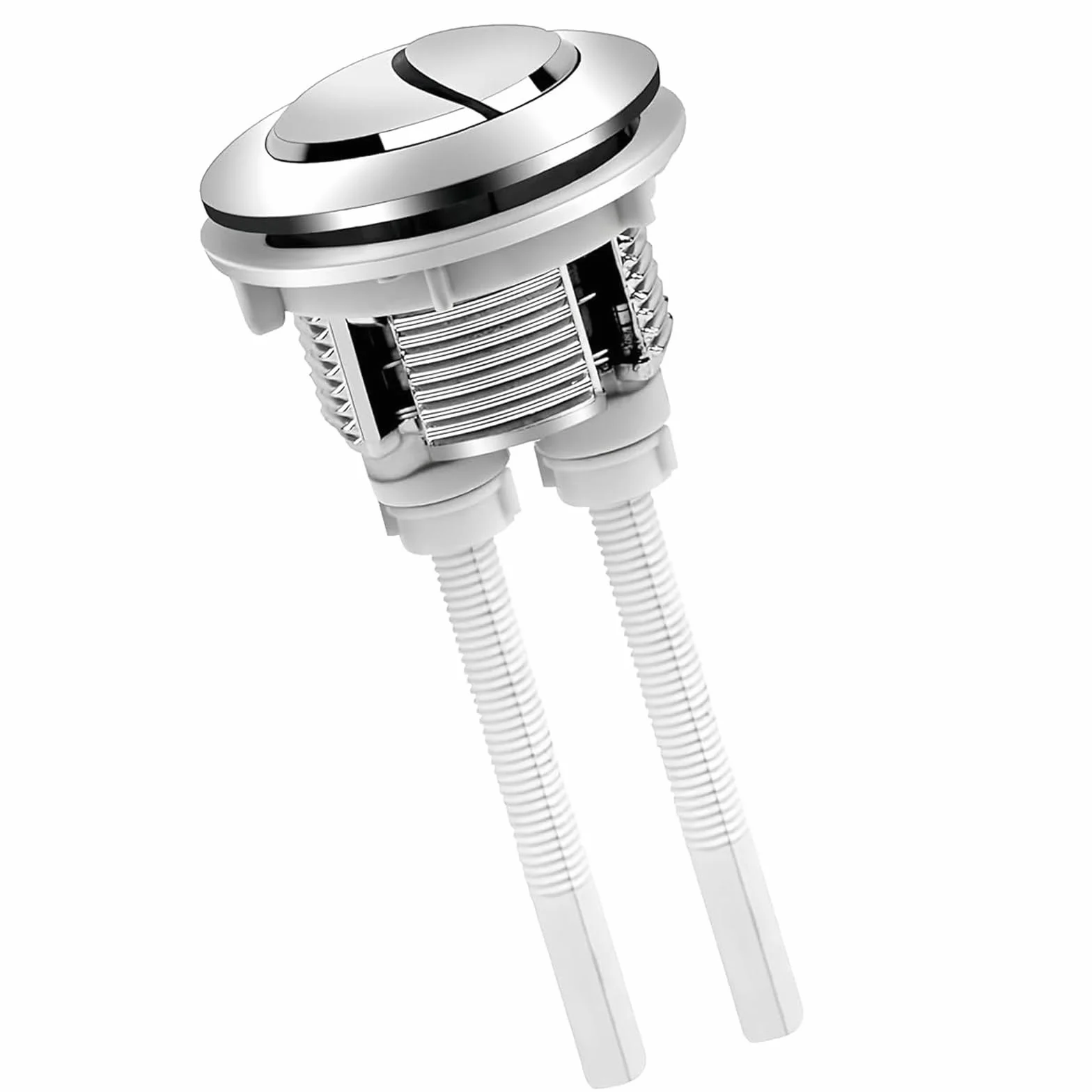 Botón Cisterna WC Universal, Doble Descarga, Kit Repuesto Pulsador, Compatible Diámetro 3,7-4,4cm, Diseño Plata