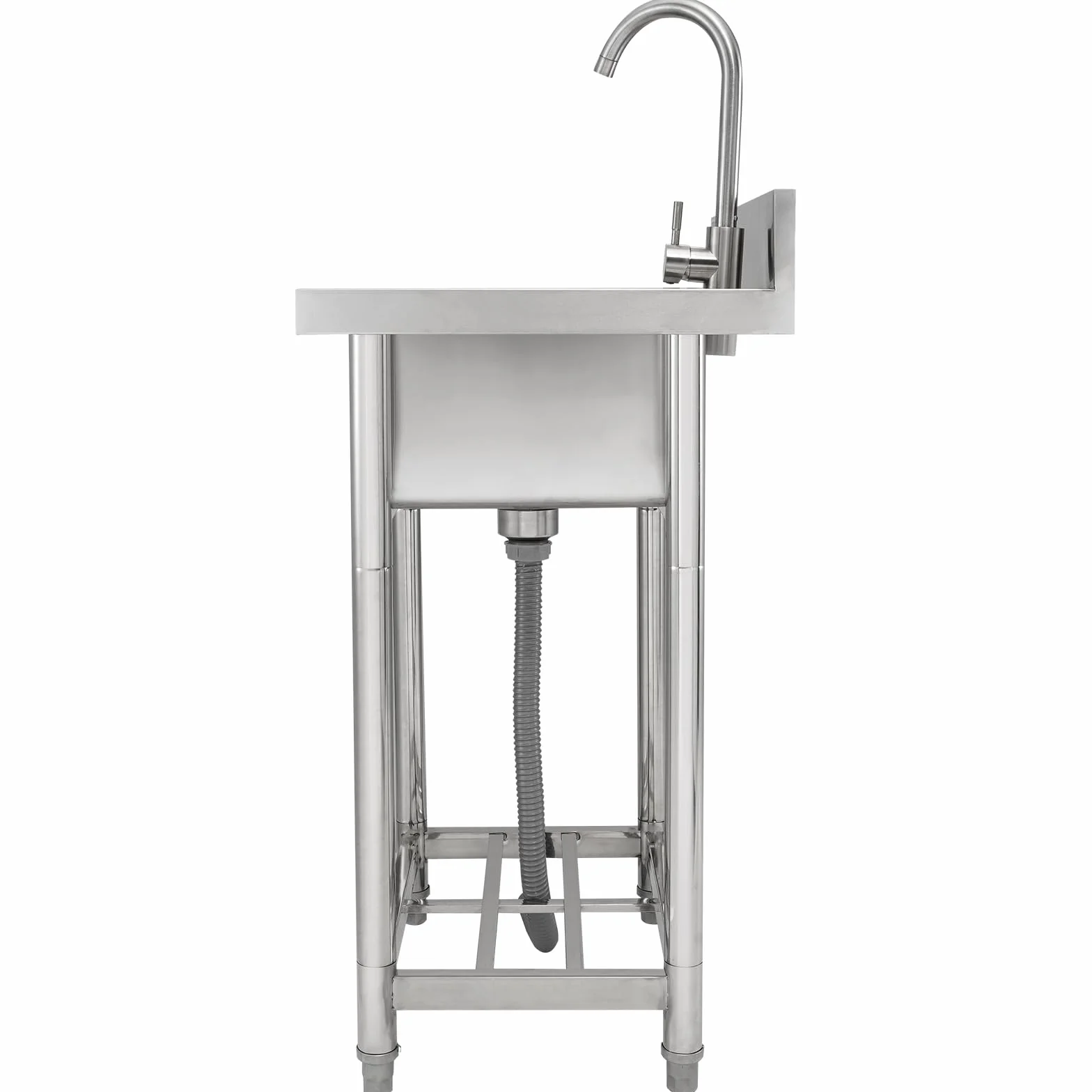 VEVOR Fregadero Utilitario de Acero Inoxidable, Fregadero Pequeño Independiente de 1 Compartimento que Incluye Grifo y Patas, Fregaderos Comerciales de un solo Tazón de 410 x 330 x 220 mm