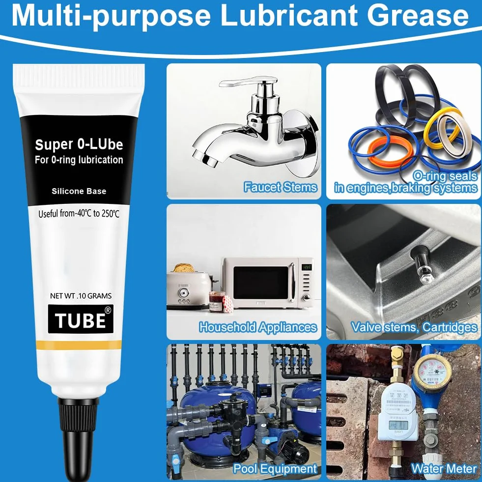 AUAUY 3 Piezas Grasas de Silicona mit Silikonpinsel, Lubricante de Silicona para Juntas Tóricas,Juntas, Lubricación de Máquinas, Equipos de Buceo, Filtros de Agua, Sellador de Válvulas, 10 g, Tubo