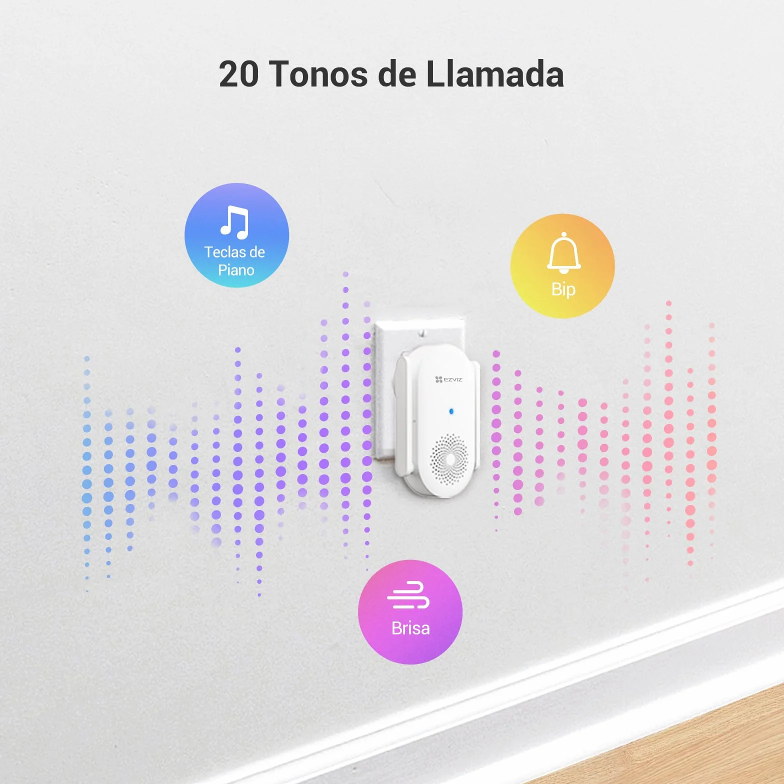 EZVIZ CH1 Chime WiFi Inteligente Timbre de Puerta, Timbre Interior Extra Compatible con Timbre con Vídeo EP3x Pro, Sirena Incorporada, Volumen Ajustable hasta 72dB, Antena Dual, Instalación Enchufable