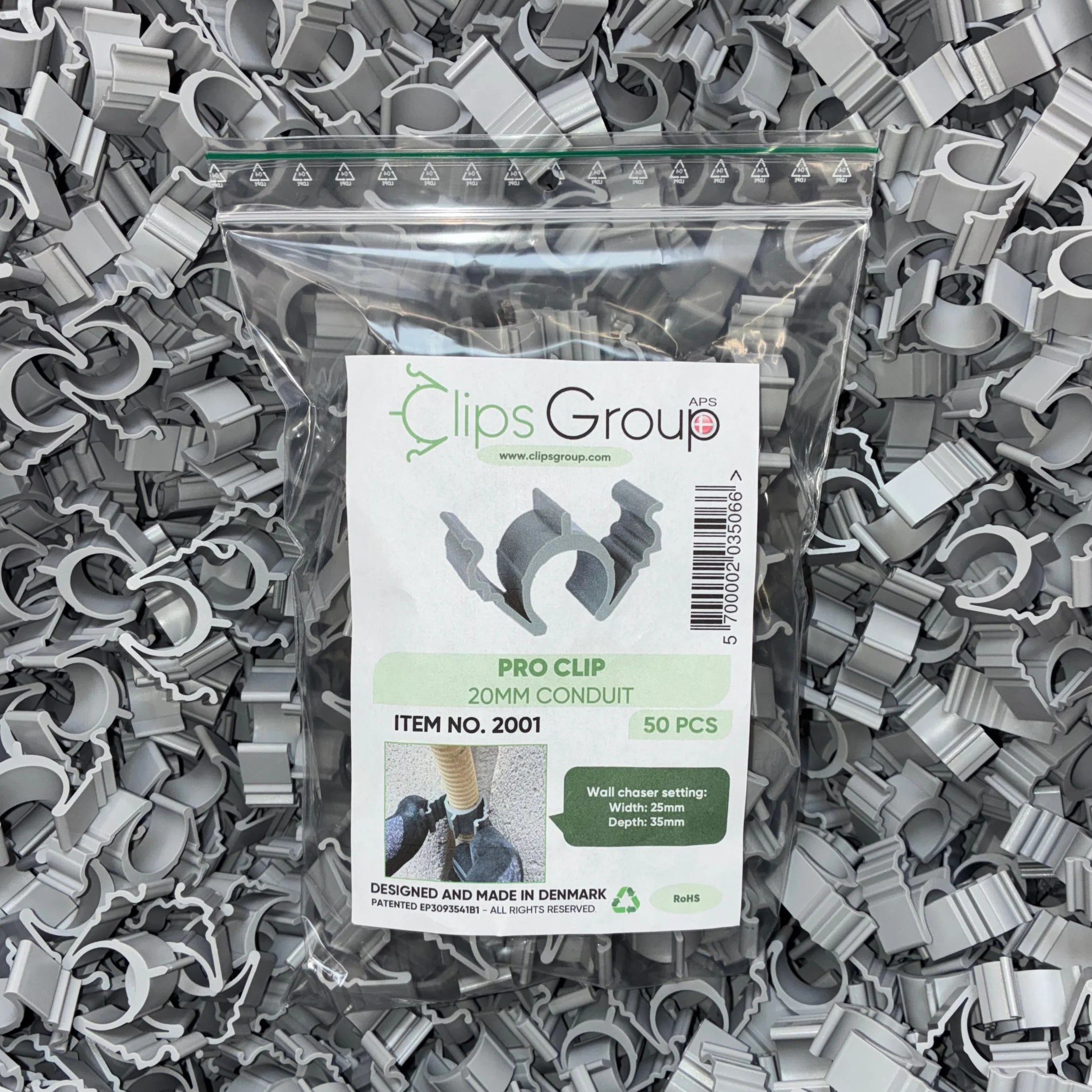 CLIPS-Group PRO clip 50 piezas sujetadores de tubos y cables 8/16/20/25 mm - Sin martillo, Sin taladrar | Abrazaderas de tubo, abrazaderas de sujeción, soporte de tubo, clip de tubo | Ancla de bucle