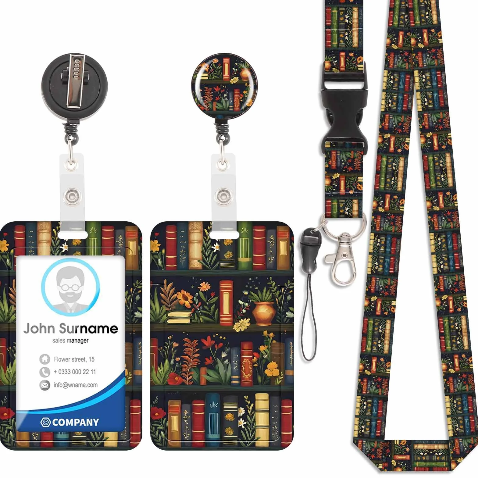 Portatarjetas con cordón para gargantilla, titular de tarjetas con bobinas retráctiles, desmontable Lanyard, Swivel Lobster Clasp