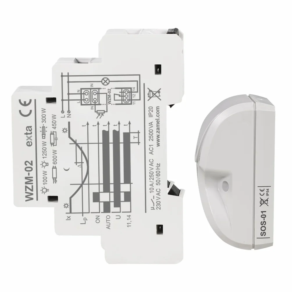 EXTA WZM-02/ SOS - Interruptor crepuscular (230 V, 2 Unidades, 90 x 17,5 x 66 mm)