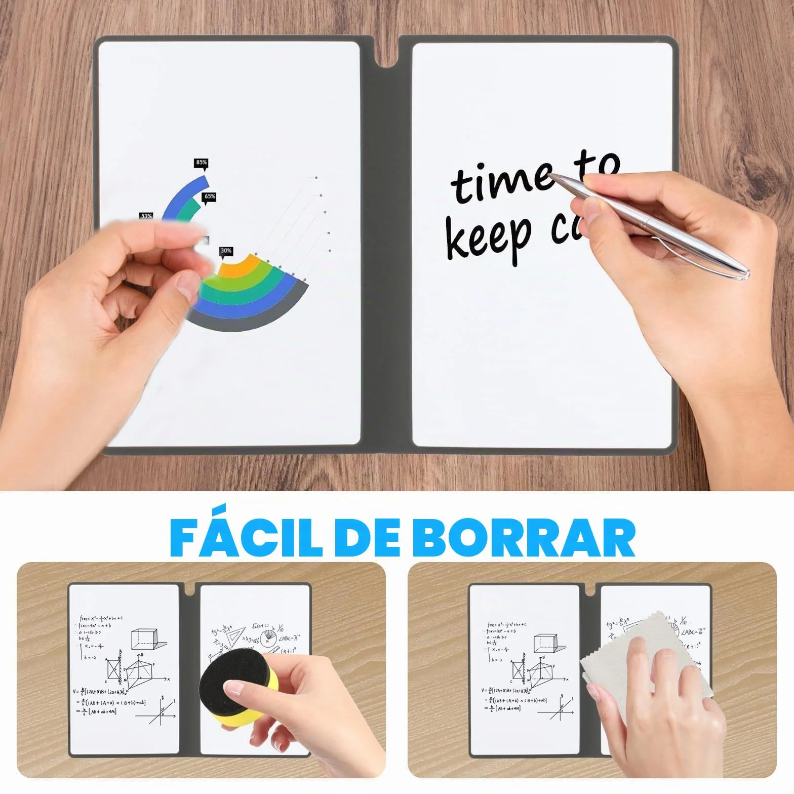 Pizarra Blanca Pequeña A5 Rotulador Borrable Reutilizable Libreta de Escritorio Borrado en Seco Oficina Estudios