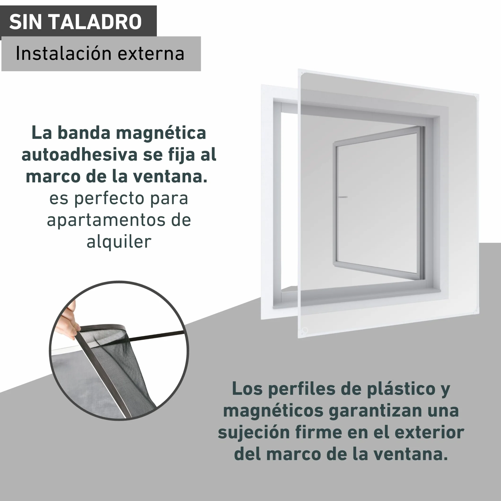 Windhager Ventana magnética de protección contra insectos, marco magnético para mosquitera, mosquitera, montaje sin herramientas, antracita, kit de autoensamblaje 100 x 120 cm, 04301
