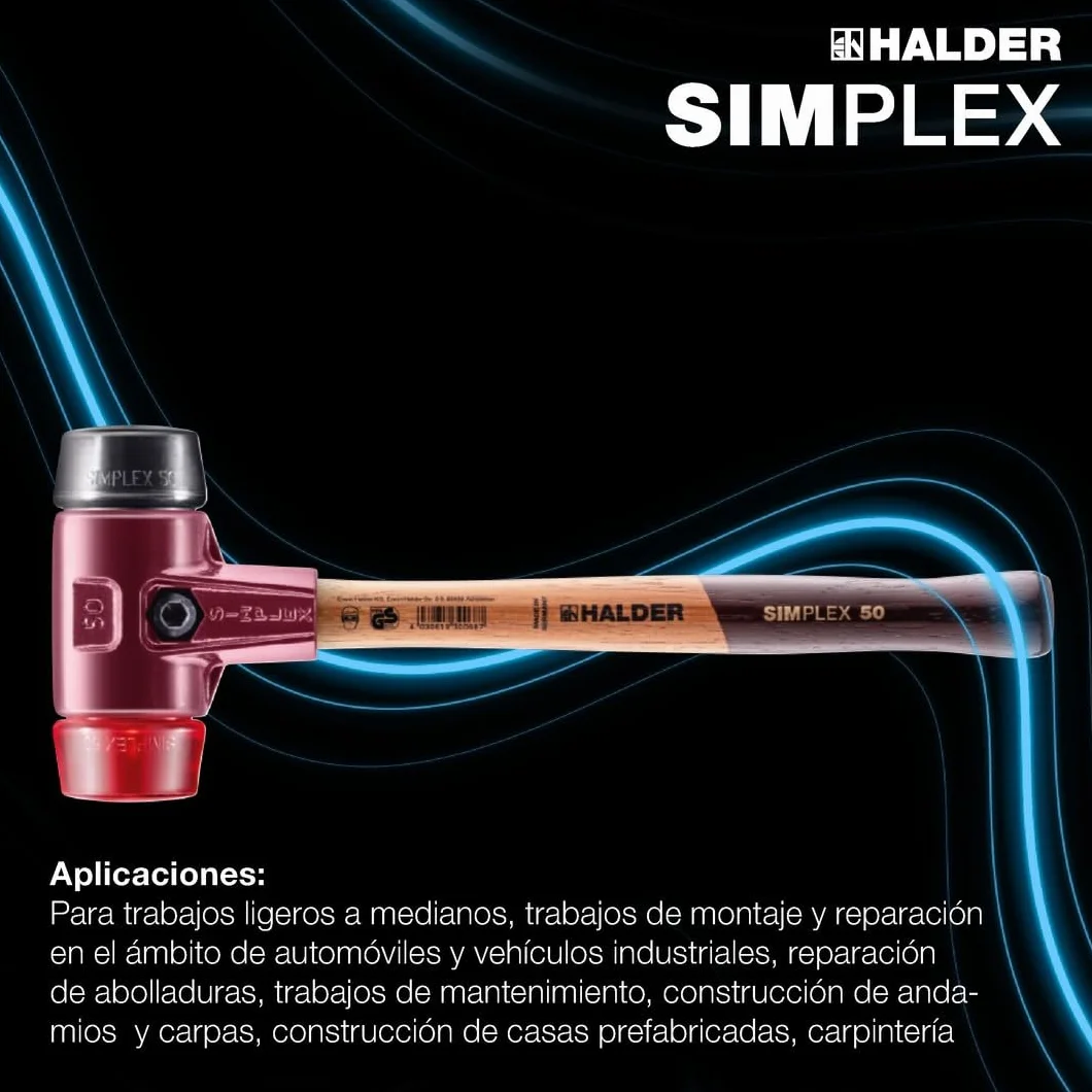 HALDER 3026.050 - Maza de goma + acetato Simplex Ø 50 mm