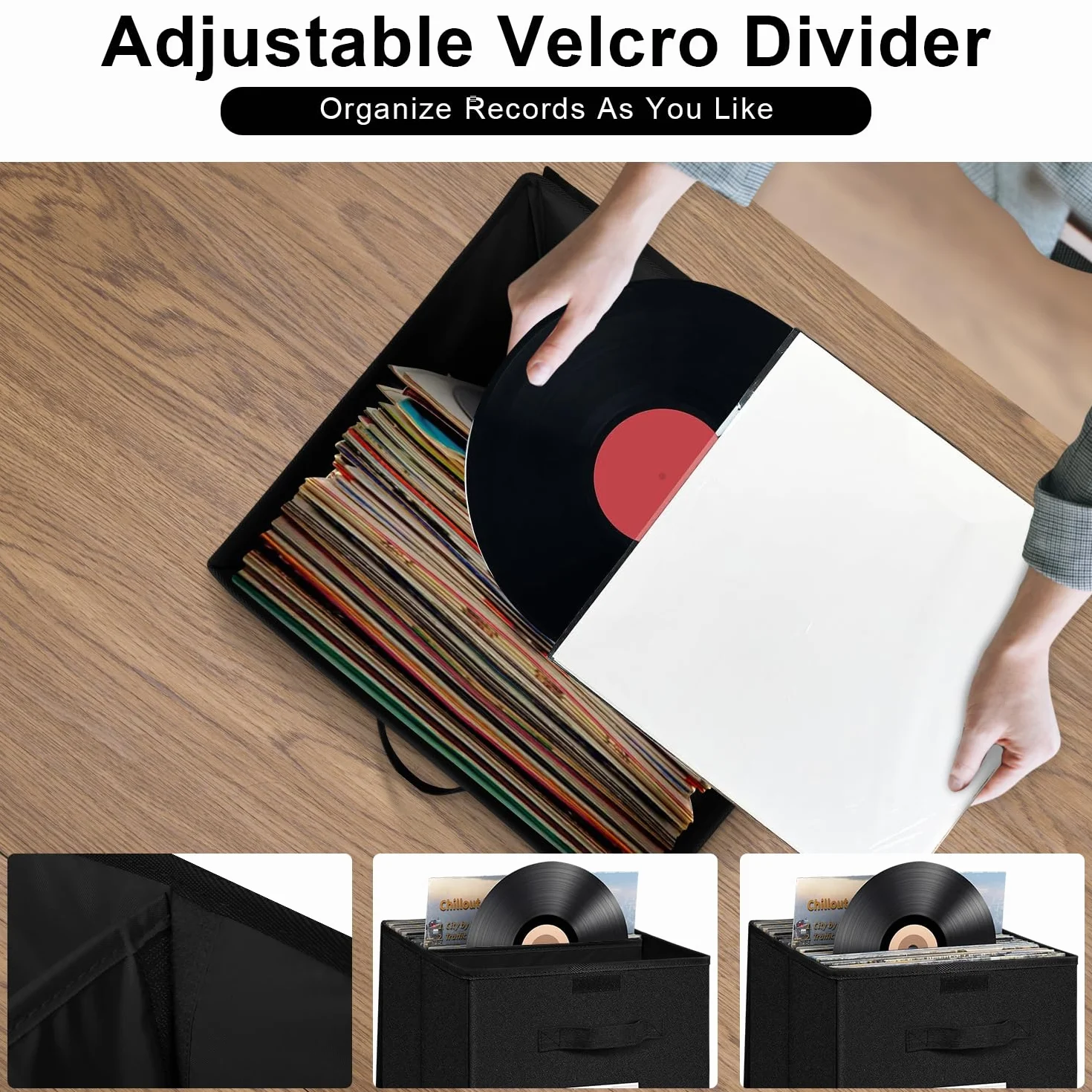 Caja de Almacenamiento para Discos de Vinilo LP 12 Pulgadas Capacidad 90 Discos
