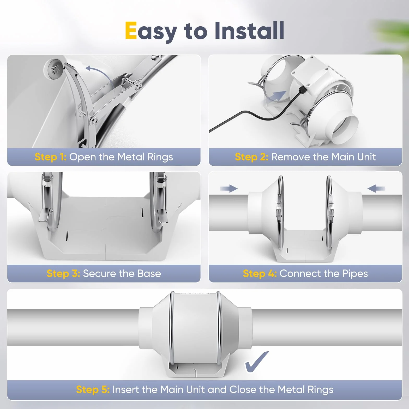 Extractor de aire para baño 310 m³/h control de velocidad variable