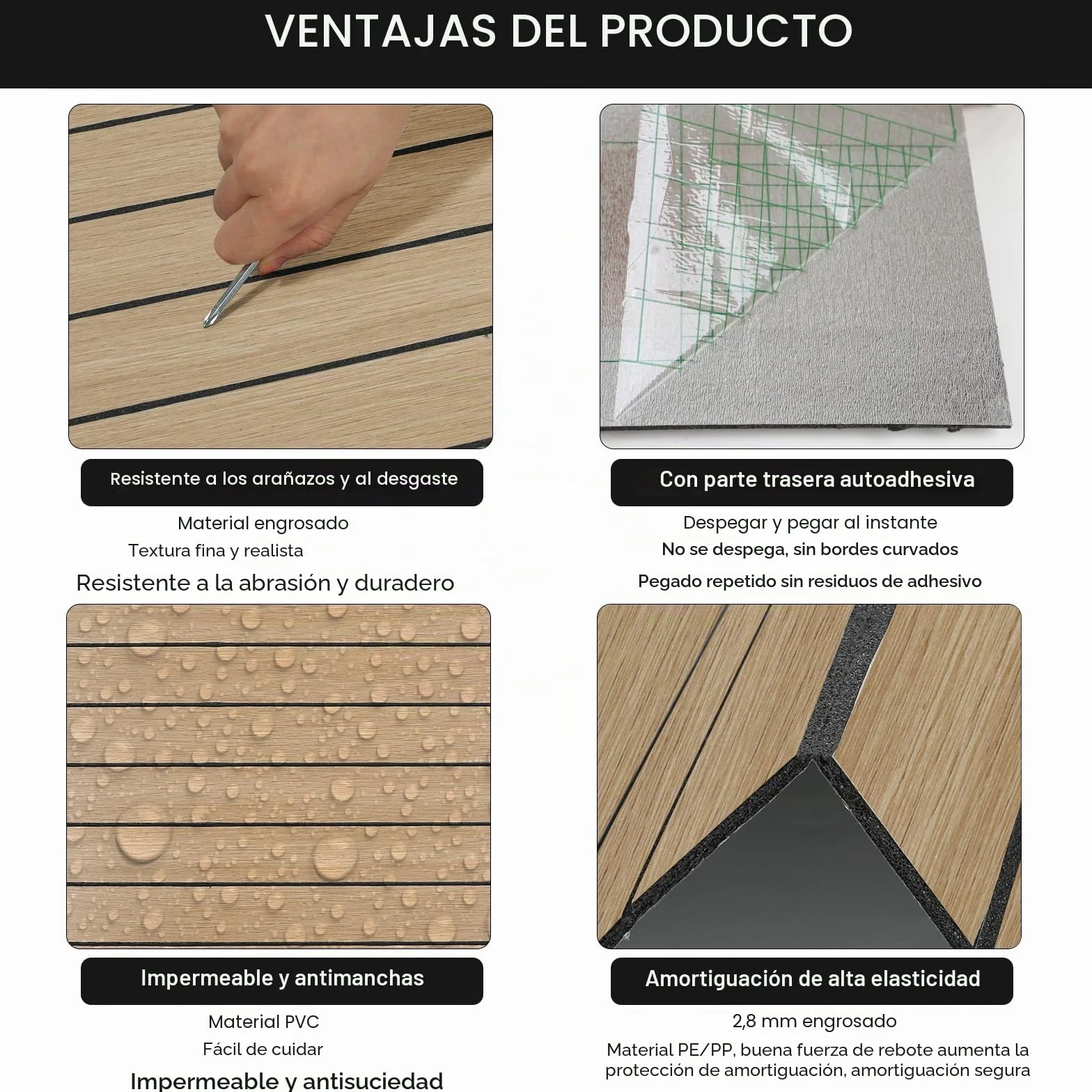 Paneles de pared 3D con aspecto de madera, autoadhesivos, paneles de madera 3D, 10 unidades de 40 x 40 cm, revestimiento de pared de PVC, resistentes al agua y al calor, pegatinas para pared, techos,