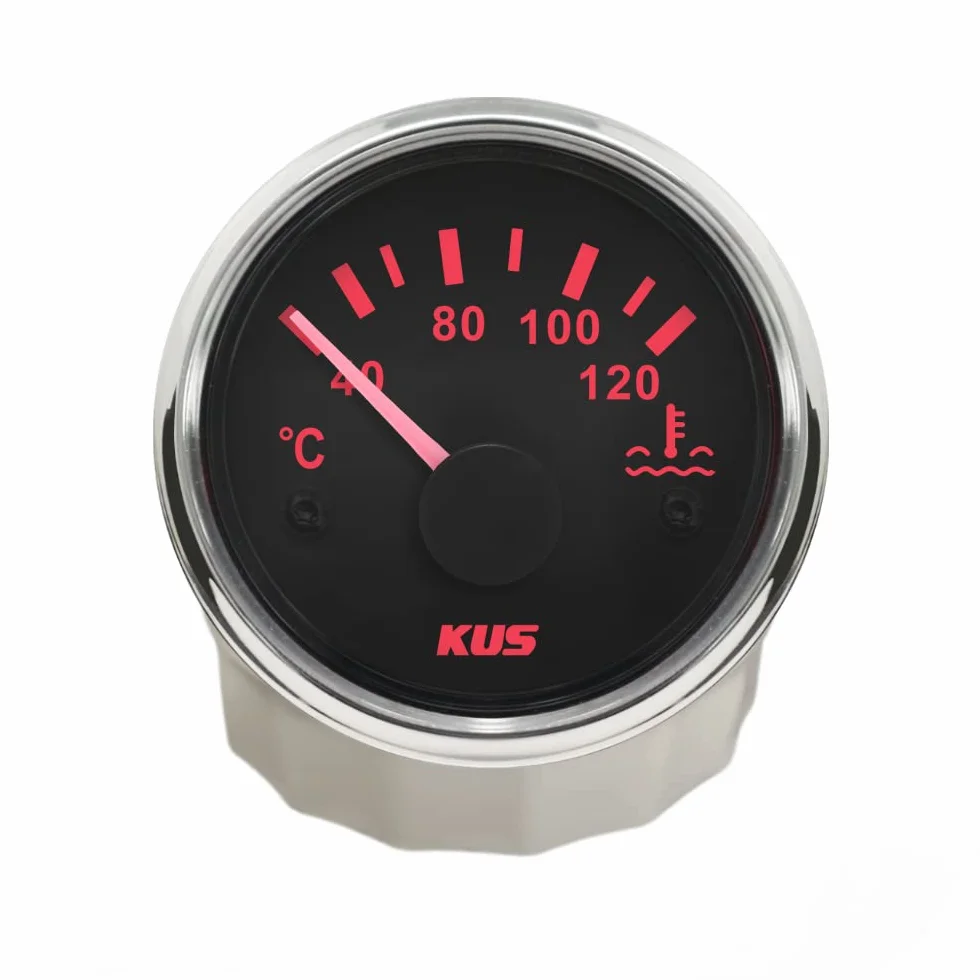 KUS - Indicador de temperatura del agua impermeable de 40 a 120º C con luz de fondo de 12 V/24 V 52 mm
