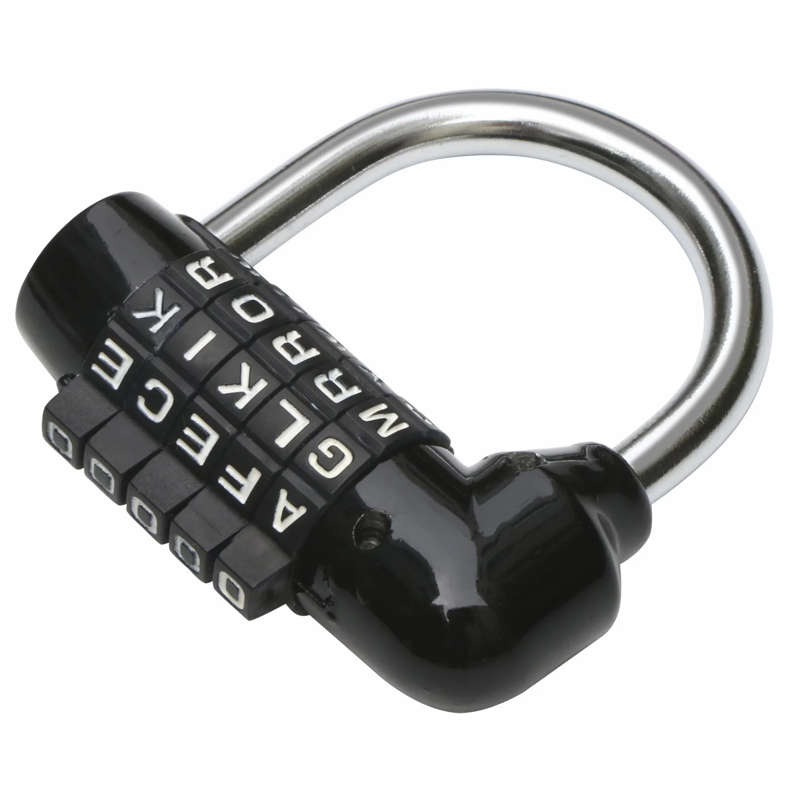 TRIXES Candado con combinación de 5 letras negro para maletas, maquillaje extraíble - No se requiere llave - Perfecto para salas de escape - Cerradura con letras