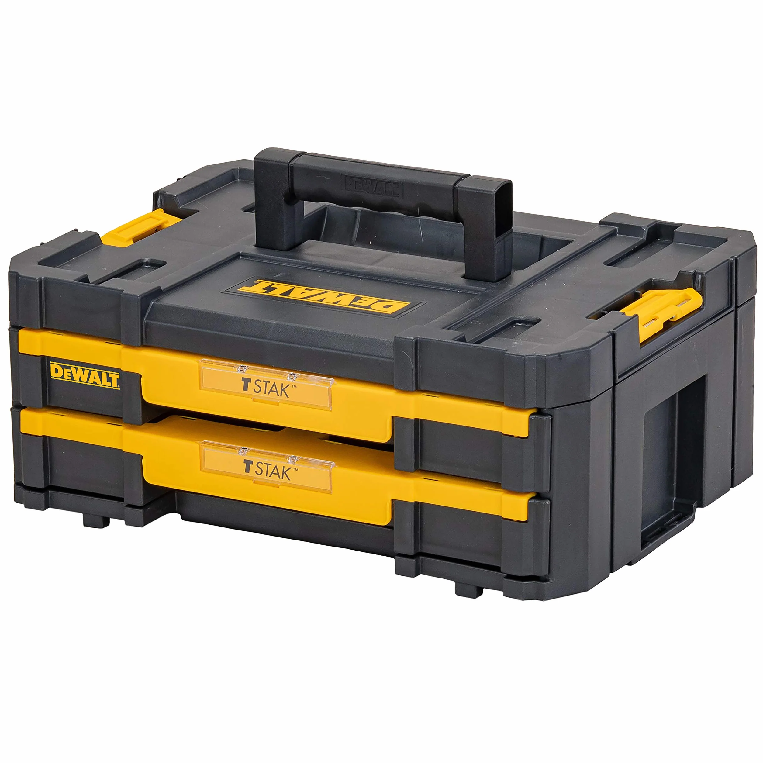 DEWALT DWST1-70706, Cajonera doble TSTAK IV, Divisores internos extraíbles, Bisagras y cierres laterales, Asa bimaterial. Medidas 440x314x176 mm, Máx. capacidad de carga 7.5kg