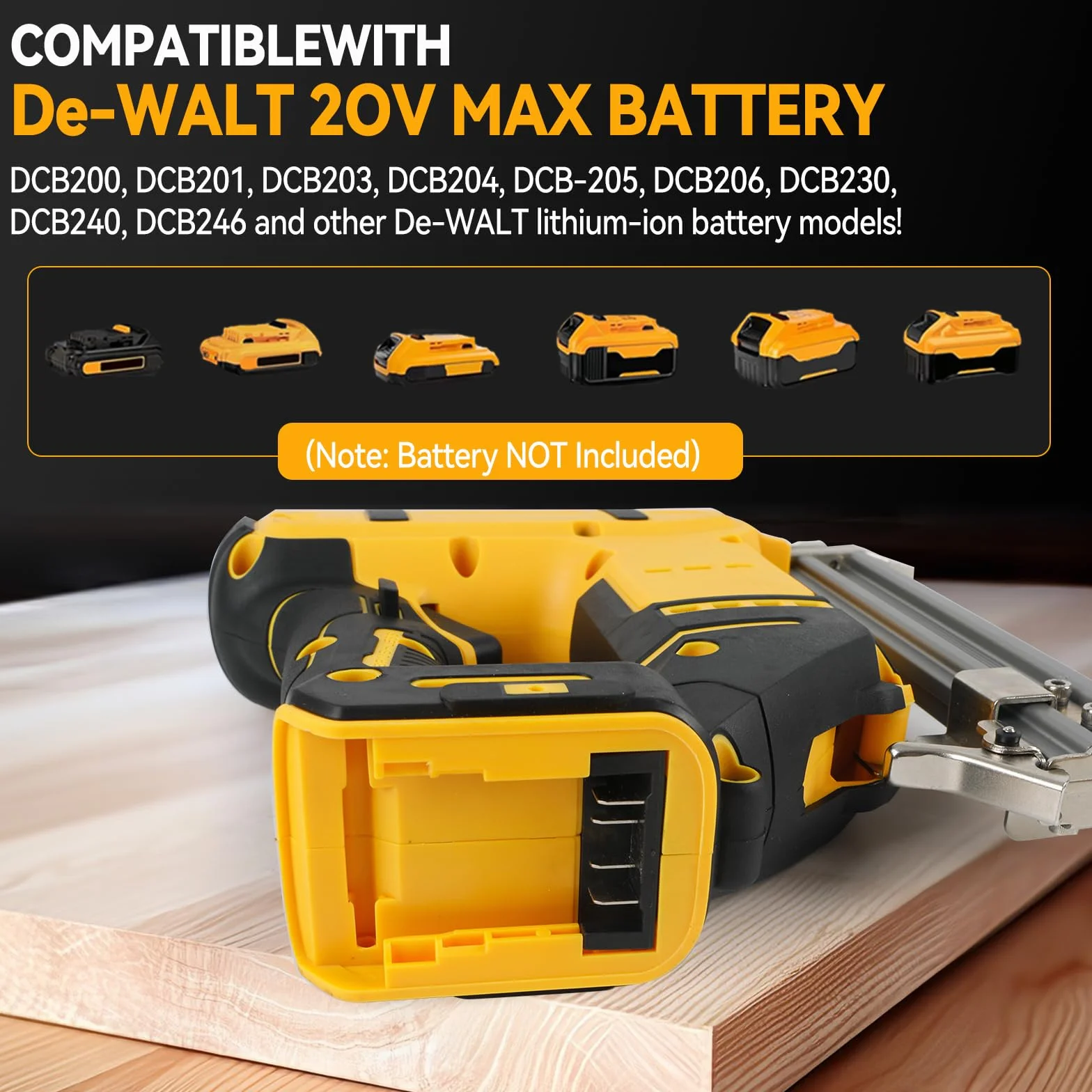 Clavadora de brads inalámbrica de 18GA compatible con batería Dewalt 20V MAX, clavadora de corona estrecha sin escobillas con 1000 clavos y 1000 grapas para bricolaje, DIY y carpintería