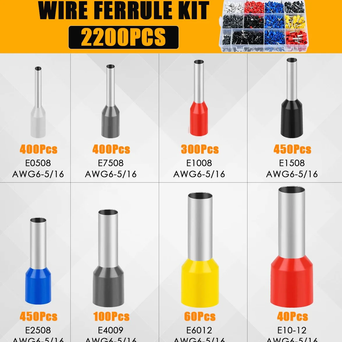 OctBird 2200Pz Terminales Eléctricos Crimp Aislados 0,5-10 mm² Caja Surtido Conectores Automotrices
