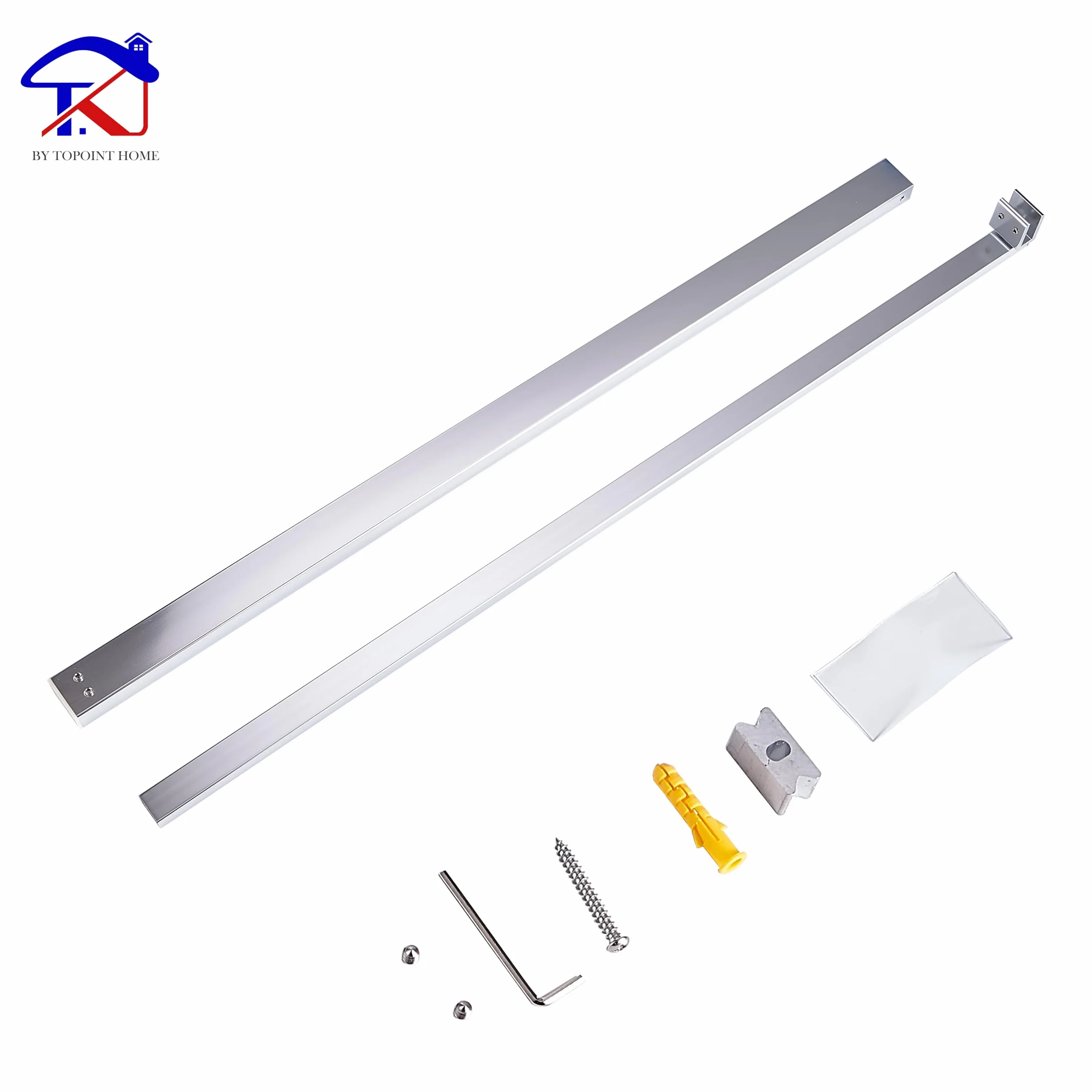 T&K Barra de soporte para mampara de ducha cromado barra telescópica longitud ajustable de 700mm-1300mm, apta para mamparas de ducha y paneles de baño, compatible con vidrio de 6-10mm