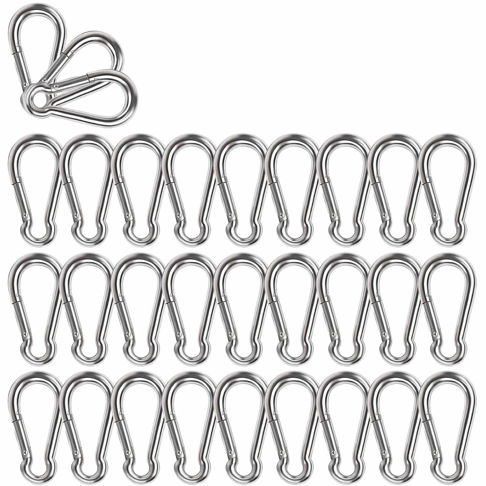 Gancho de resorte de acero inoxidable 304 con clip de resorte para camping, senderismo, viajes, pesca (2.36 pulgadas, 30)