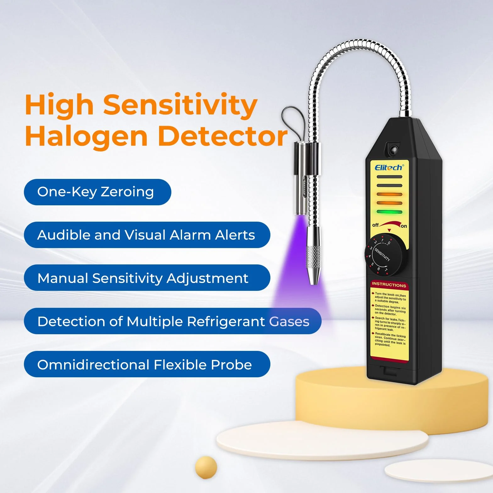 Elitech WJL-600UV Detector de Fugas de Refrigerante HVAC para Aire Acondicionado R22 R34 R410A R134A