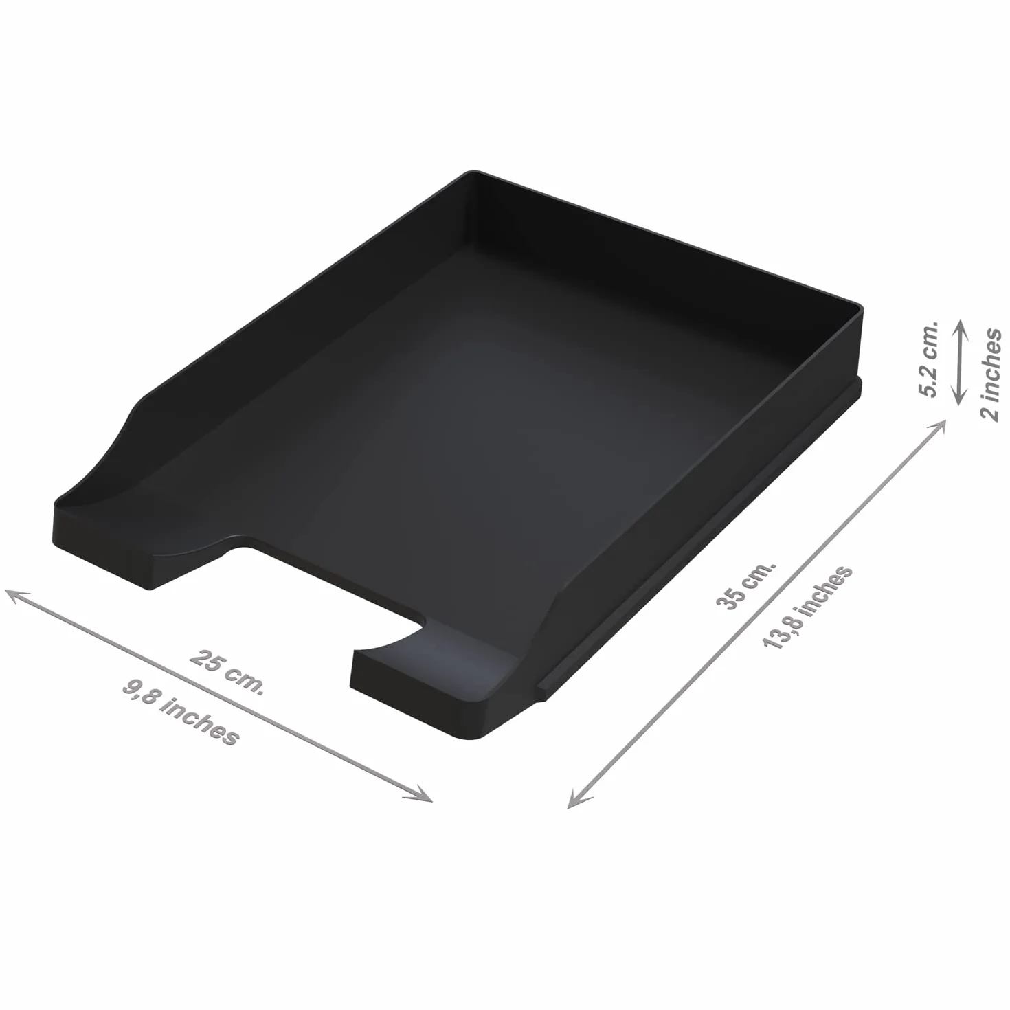 Bandejas Portadocumentos Tamaño A4 Negro Apilable 35x25x5,2 cm Organizador Escritorio Plástico Oficina