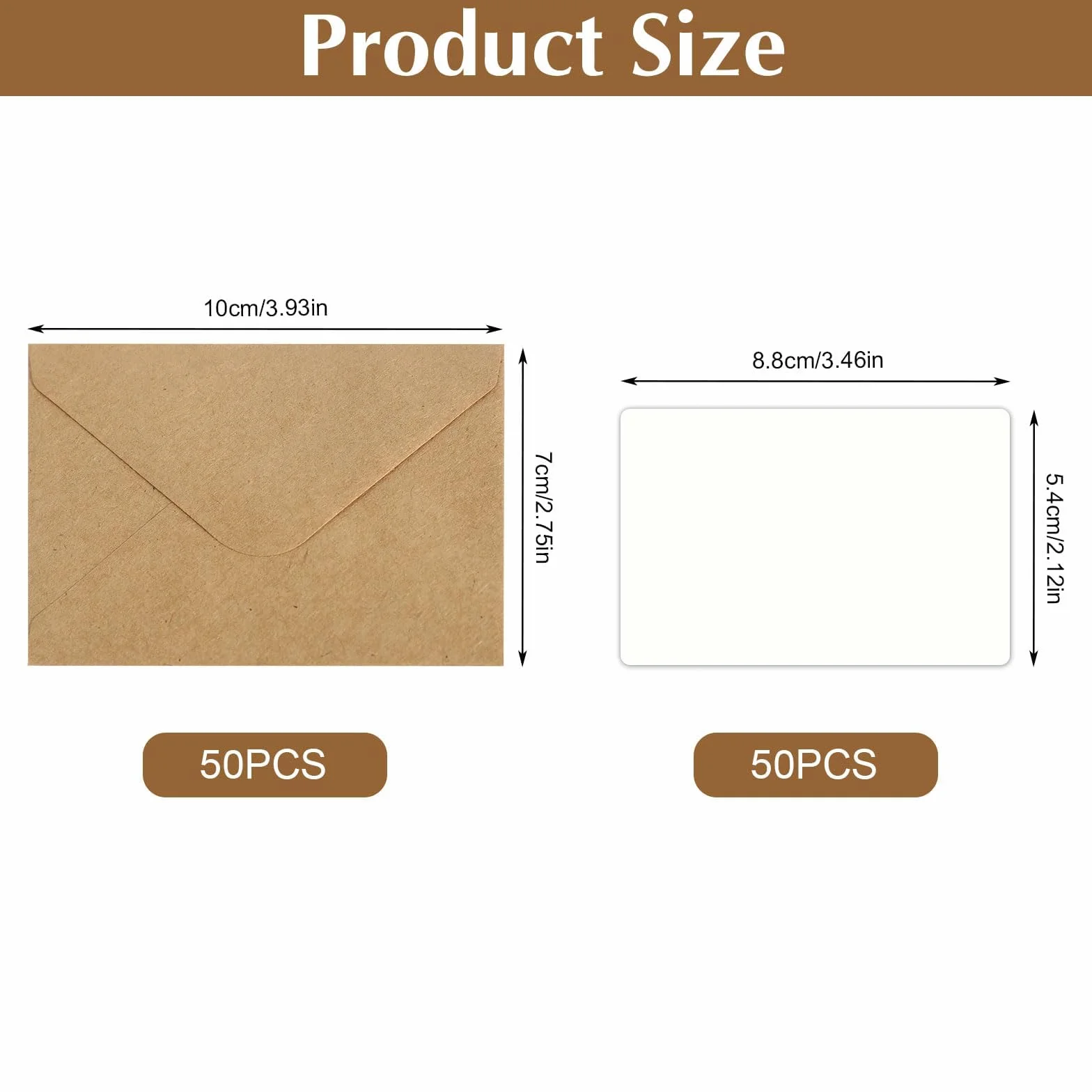 Sobres de Papel Kraft, 50 Mini Sobres y 50 Tarjetas en Blanco Sobres de Papel Kraft Vintage Marrón, Sobres Pequeños Home Deco Sobres para Regalos de Dinero Tarjetas de Agradecimiento Invitación