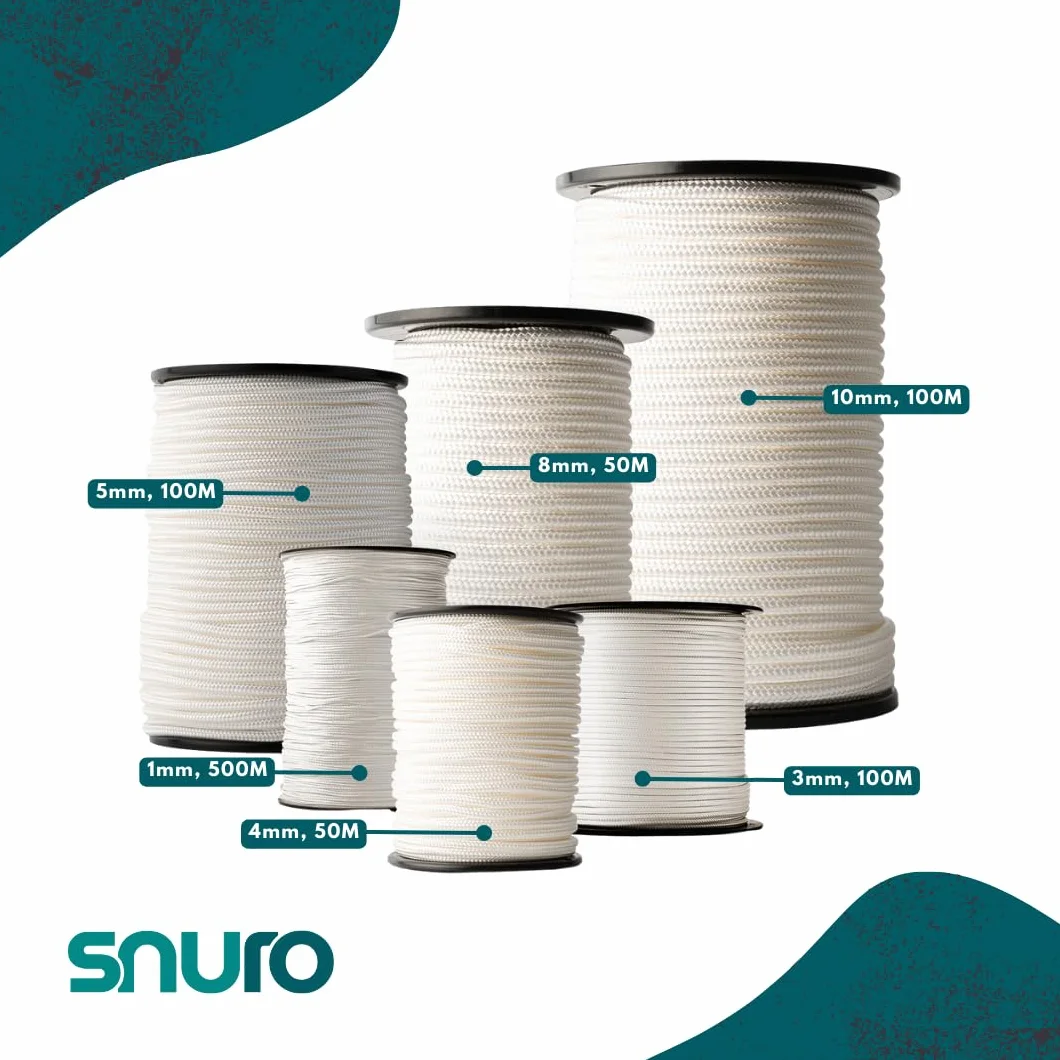 Cuerda de nailon 4 mm 50 m blanco paracord resistente al desgarro ligera